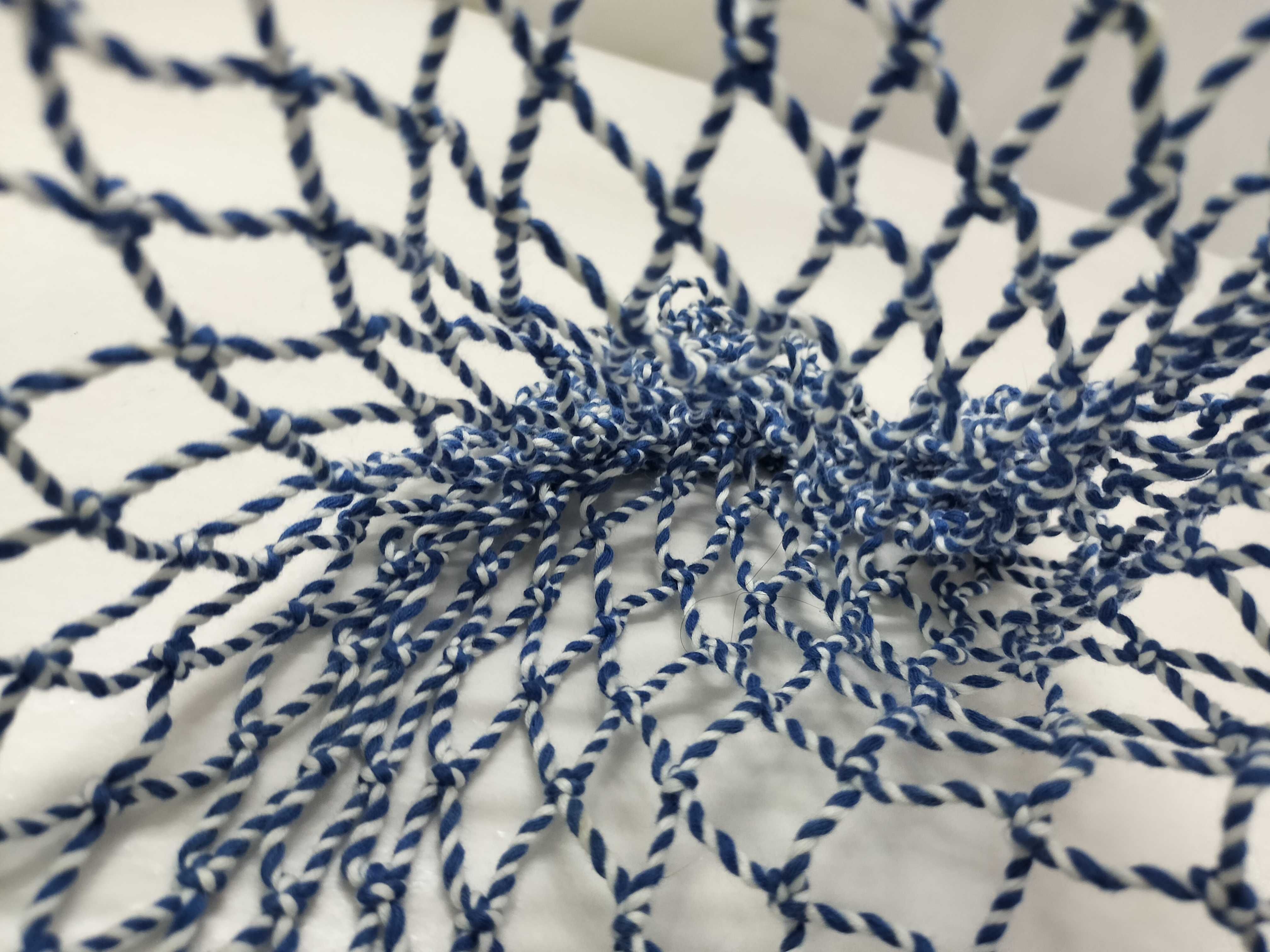 Phoebe Mesh Tote Bag, Blue & White, Unused, Handbag — view 7
