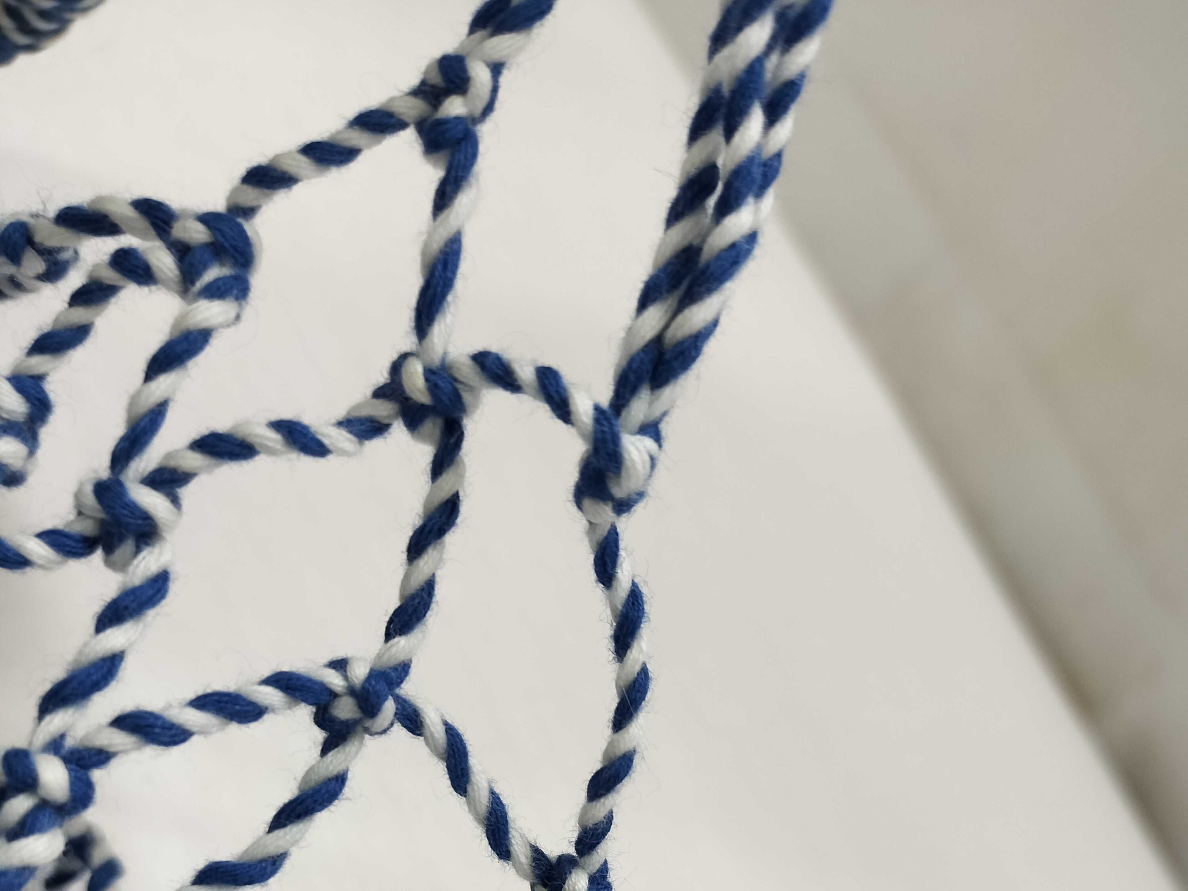 Phoebe Mesh Tote Bag, Blue & White, Unused, Handbag — view 9