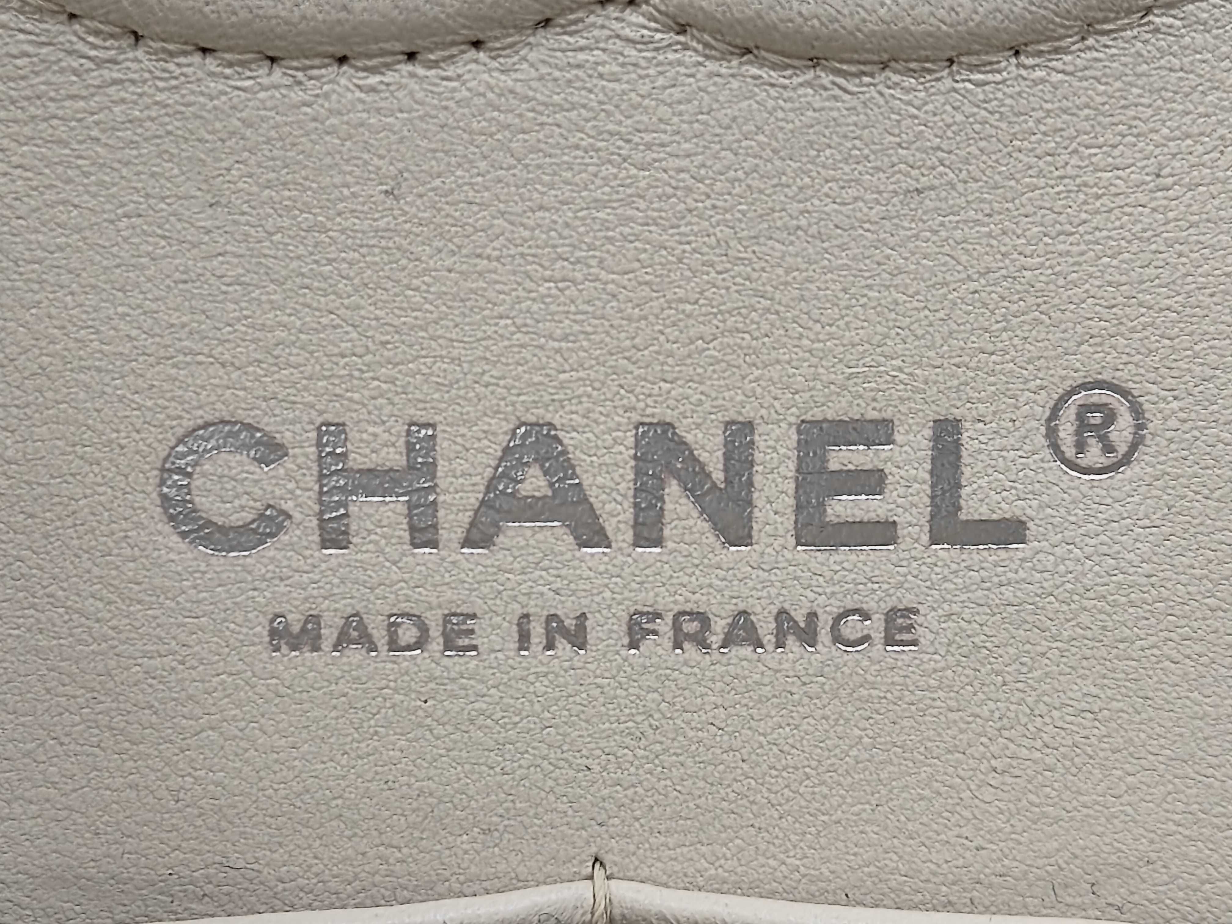 V-stitch double flap calfskin chain shoulder bag in beige. — view 11
