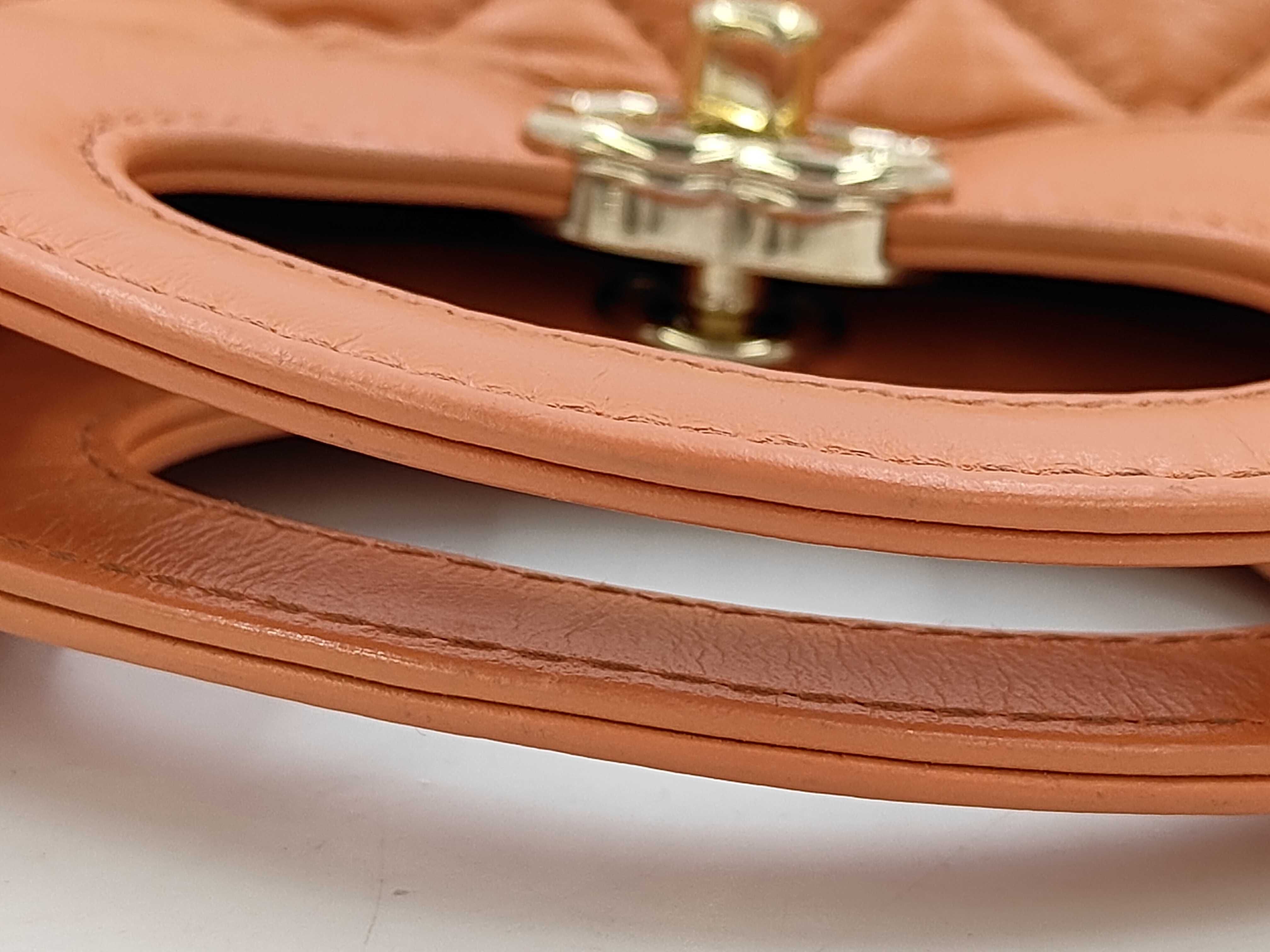 Matelassé 2-Way Chain Shoulder Bag, Calfskin, Orange — view 4