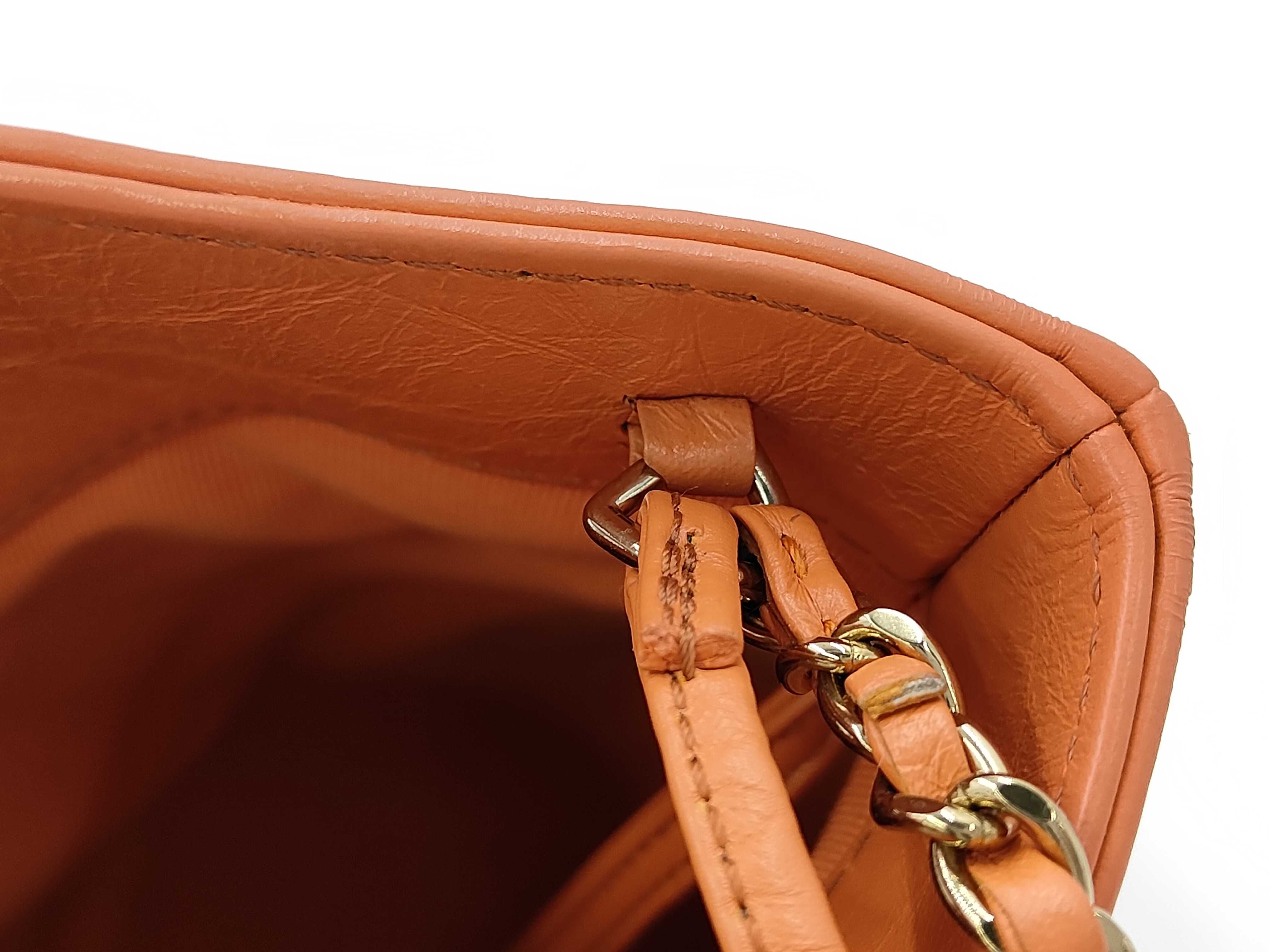 Matelassé 2-Way Chain Shoulder Bag, Calfskin, Orange — view 6