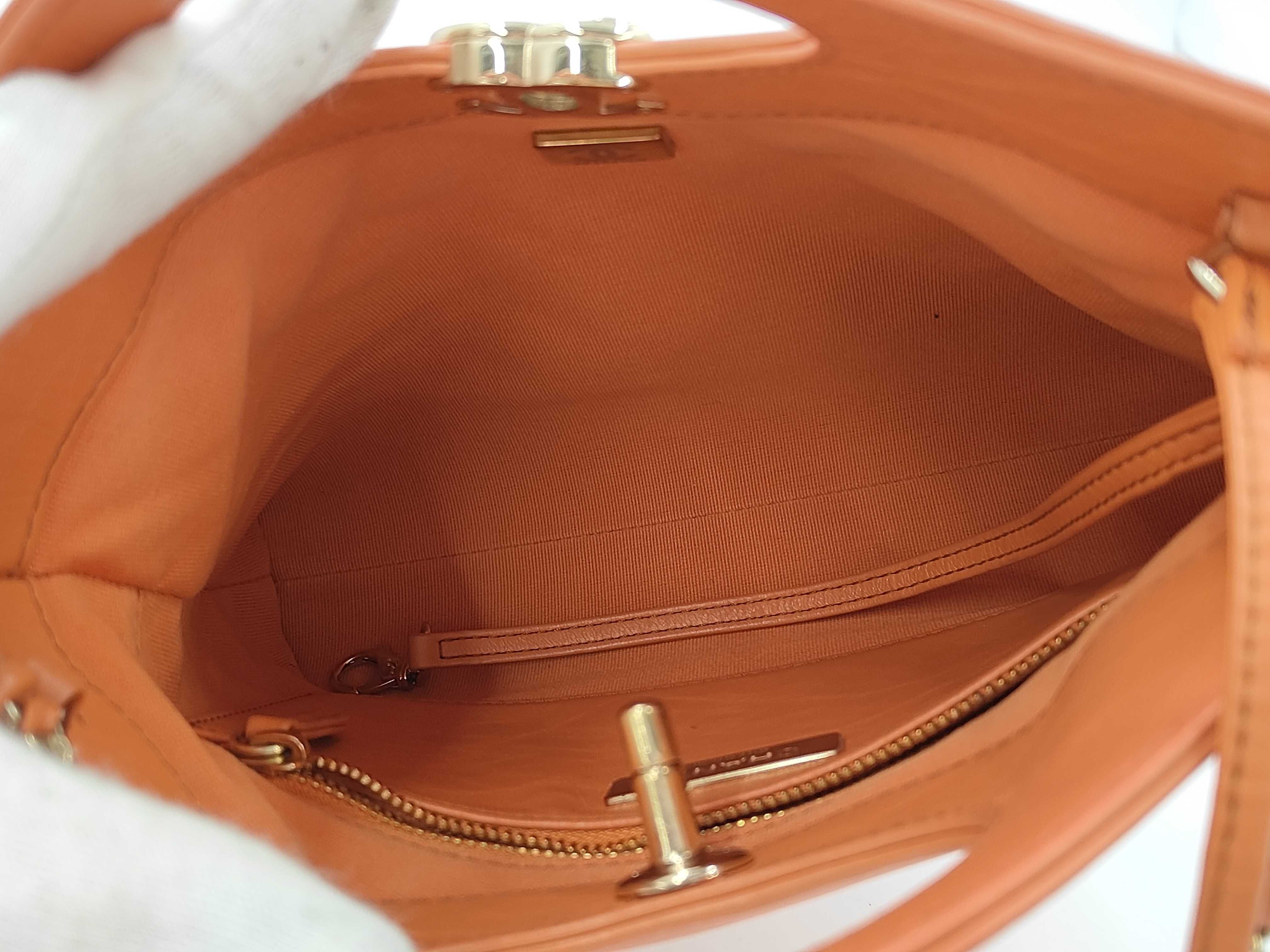 Matelassé 2-Way Chain Shoulder Bag, Calfskin, Orange — view 9