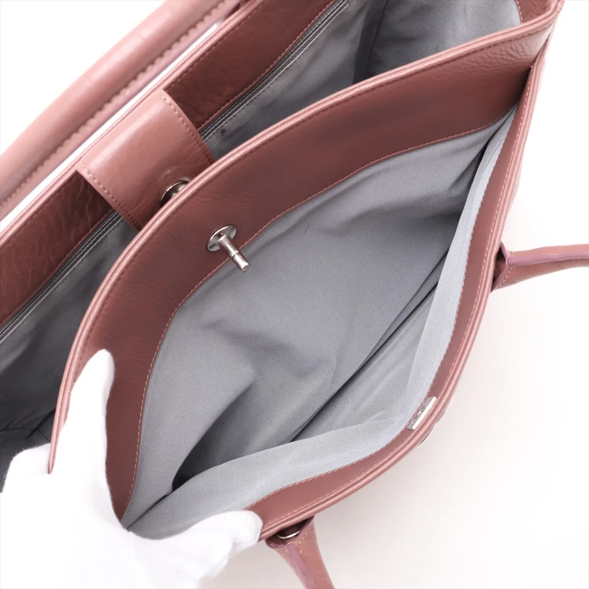 Executive Leather Tote Bag, Brown, Silver Hardware, Item No. 18375079, Series No. 18 — view 10