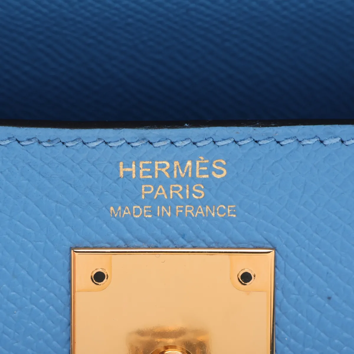 [Individually packaged] Hermes Kelly 32 Sellier Veau Epsom Azur Gold Hardware T: 2015 — view 12
