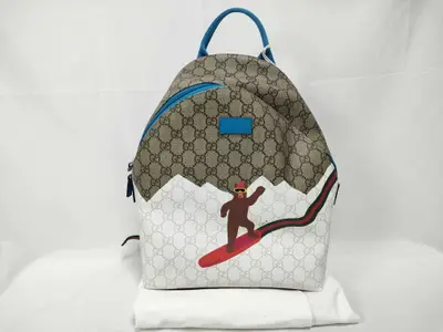 Children's GG Print Canvas Backpack 851222 Brown Backpack