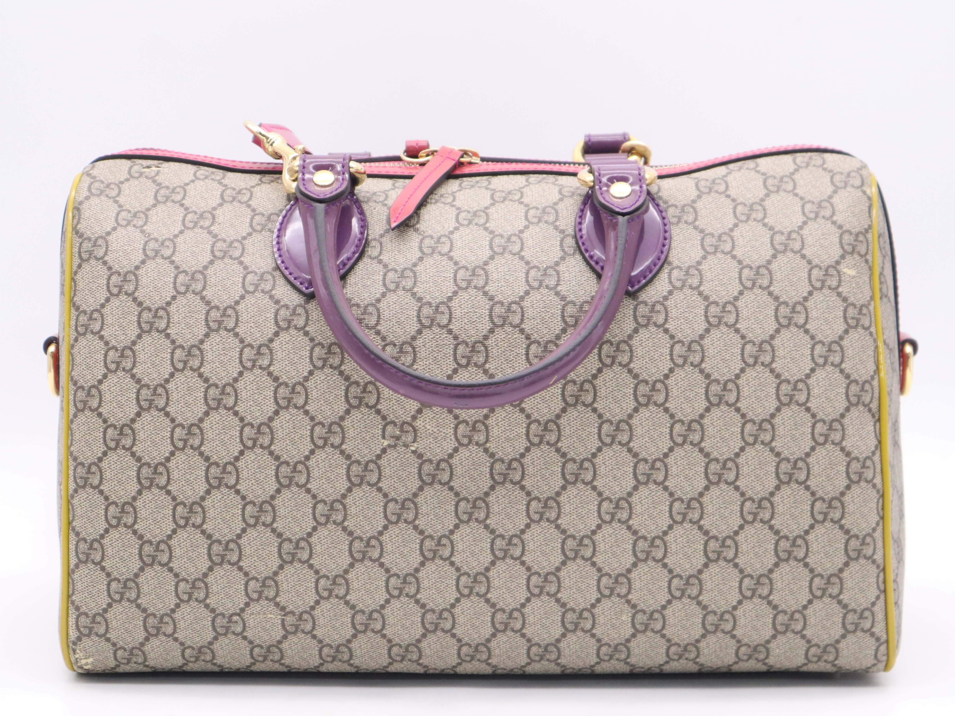 409527 GG Supreme/Enamel 2-way Handbag, Beige Multicolor, Gold Hardware, Shoulder Strap & Dust Bag Included. — view 2