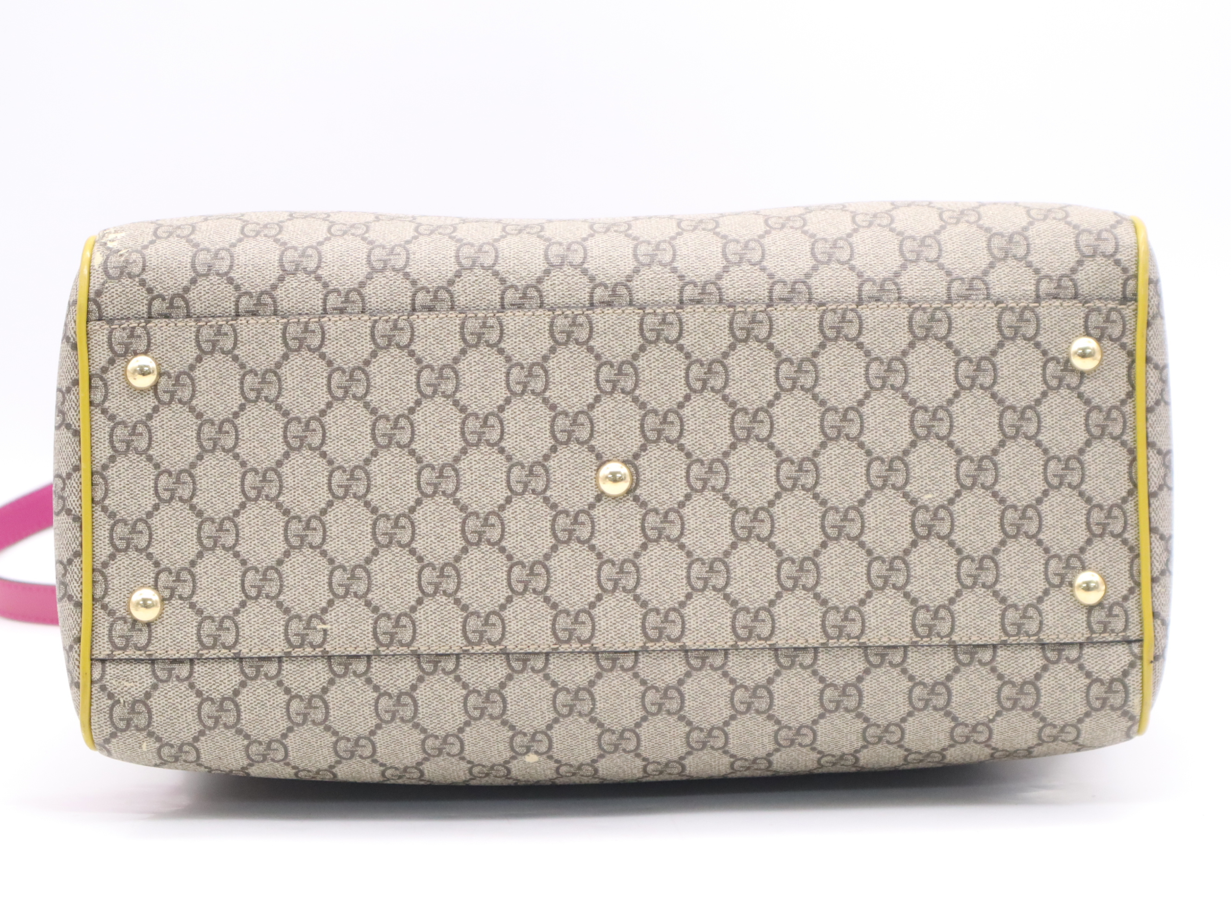 409527 GG Supreme/Enamel 2-way Handbag, Beige Multicolor, Gold Hardware, Shoulder Strap & Dust Bag Included. — view 4