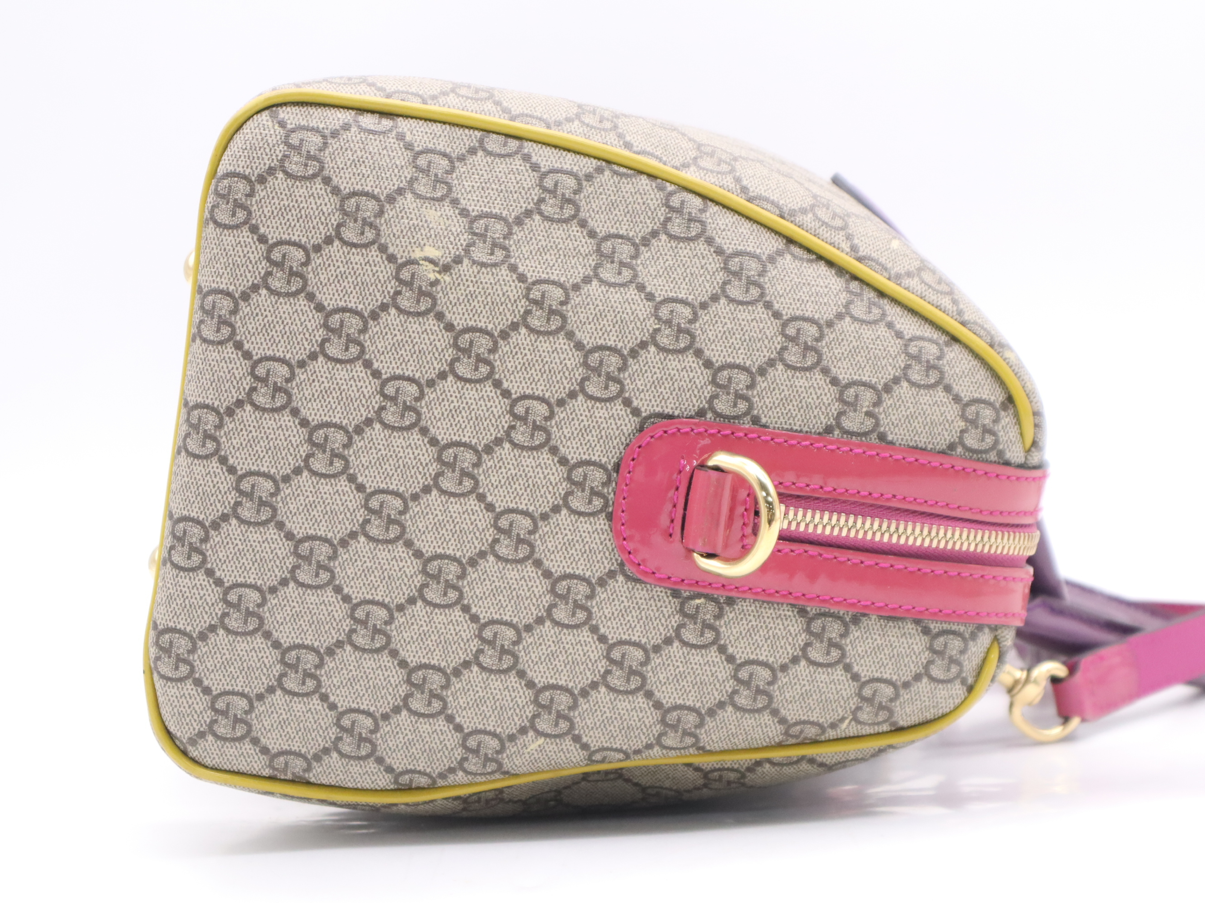 409527 GG Supreme/Enamel 2-way Handbag, Beige Multicolor, Gold Hardware, Shoulder Strap & Dust Bag Included. — view 5