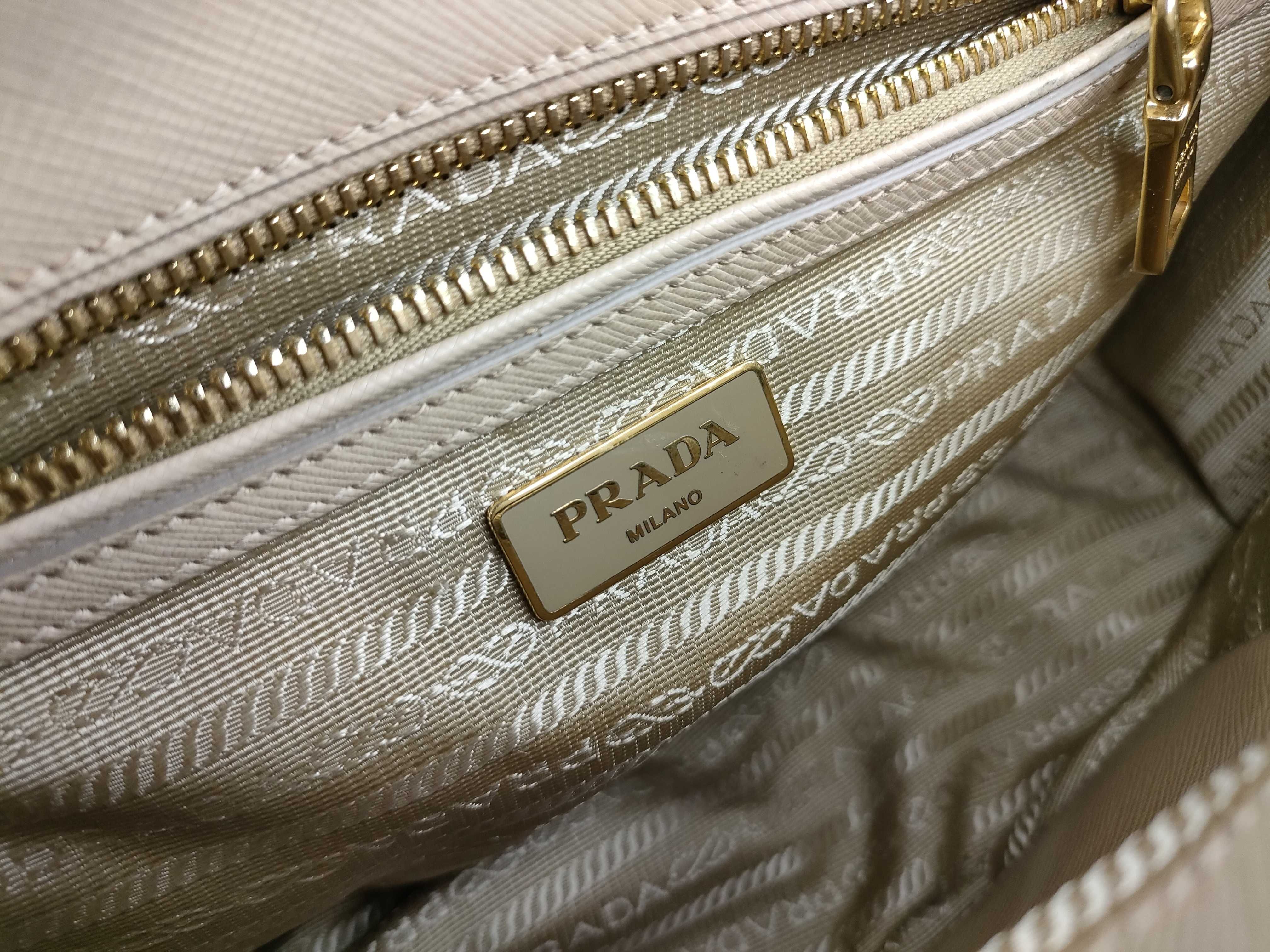 ID- Saffiano Lux Galeria Cowhide 2-Way Handbag Beige 1BA863 Handbag — view 12