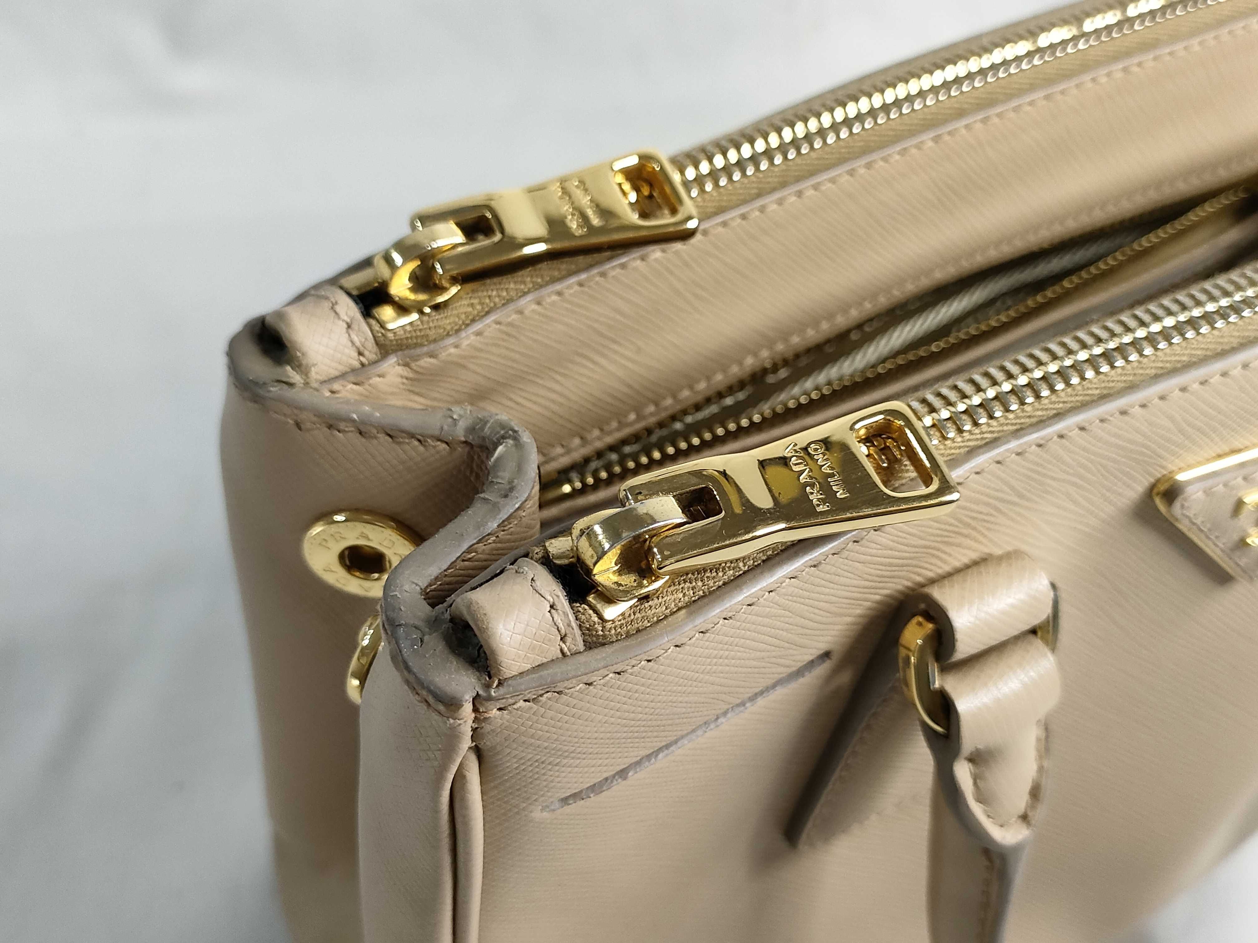 ID- Saffiano Lux Galeria Cowhide 2-Way Handbag Beige 1BA863 Handbag — view 14