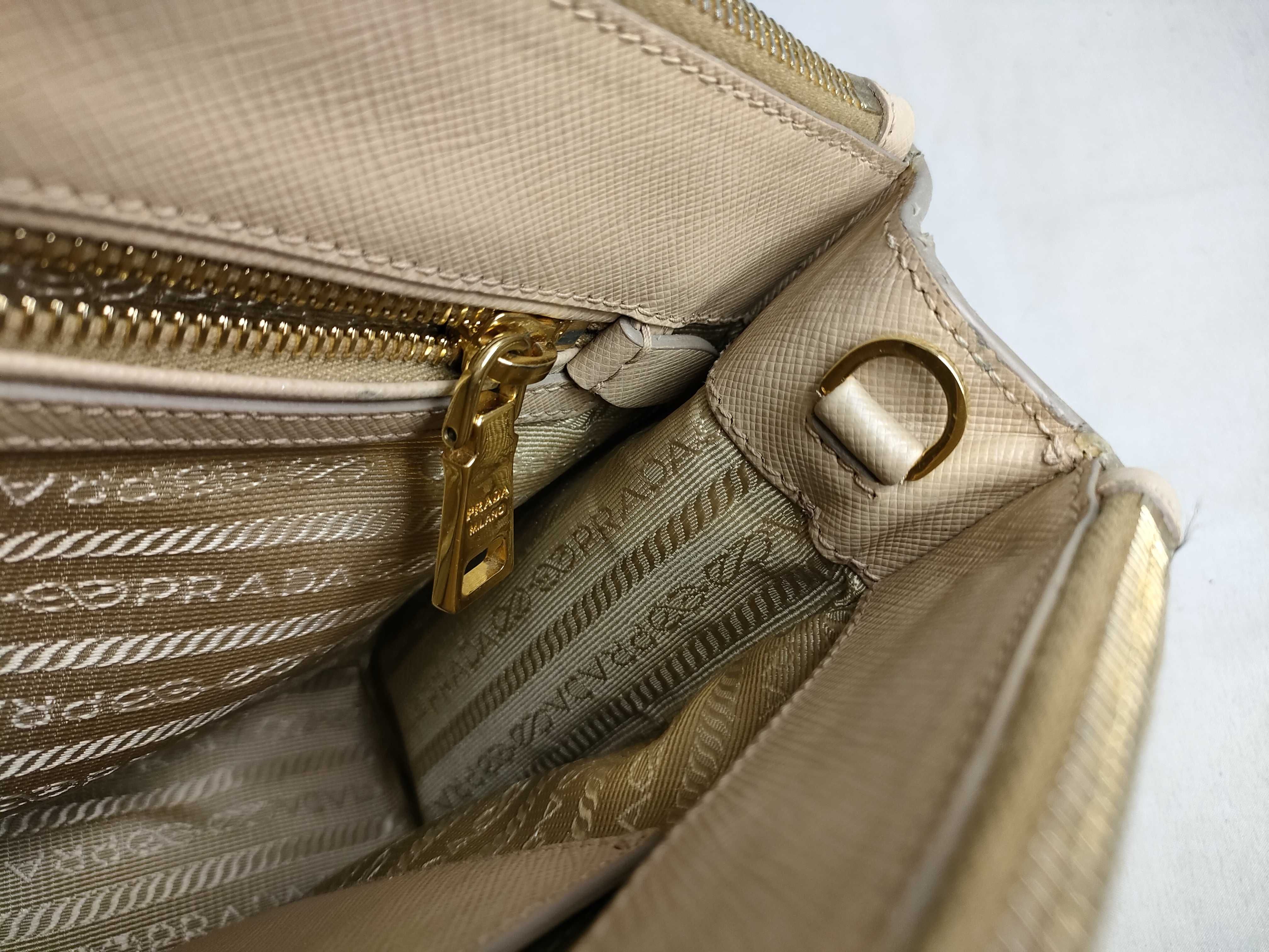 ID- Saffiano Lux Galeria Cowhide 2-Way Handbag Beige 1BA863 Handbag — view 10