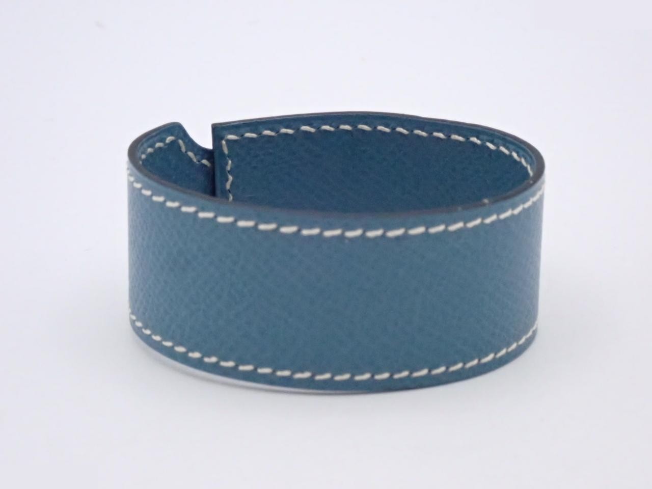 Artemis Leather Bracelet, D Stamp, Blue Jean, Wrist Circumference Approx. 18cm — view 2