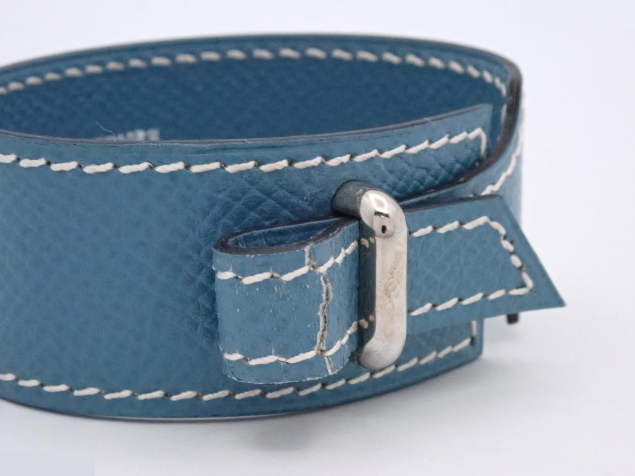 Artemis Leather Bracelet, D Stamp, Blue Jean, Wrist Circumference Approx. 18cm — view 3