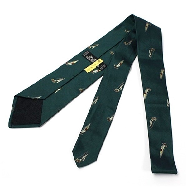 silk tie, green, yacht pattern. — view 2