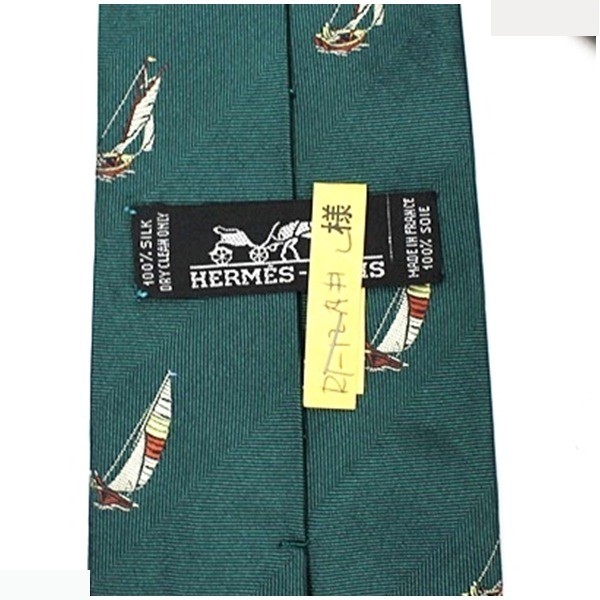 silk tie, green, yacht pattern. — view 3