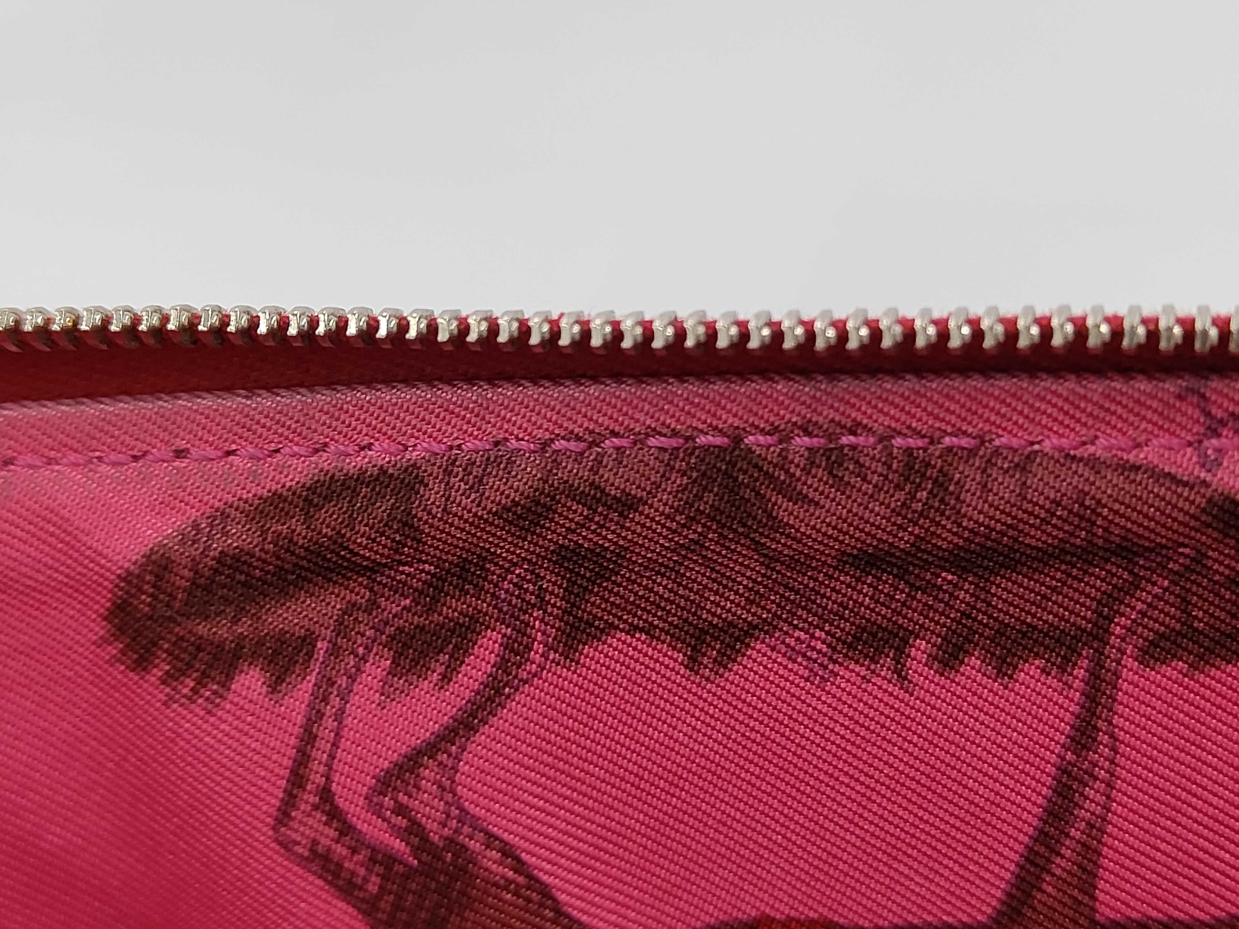 Azap Long Silk In Leather Wallet with Silver Hardware, Magenta N — view 6