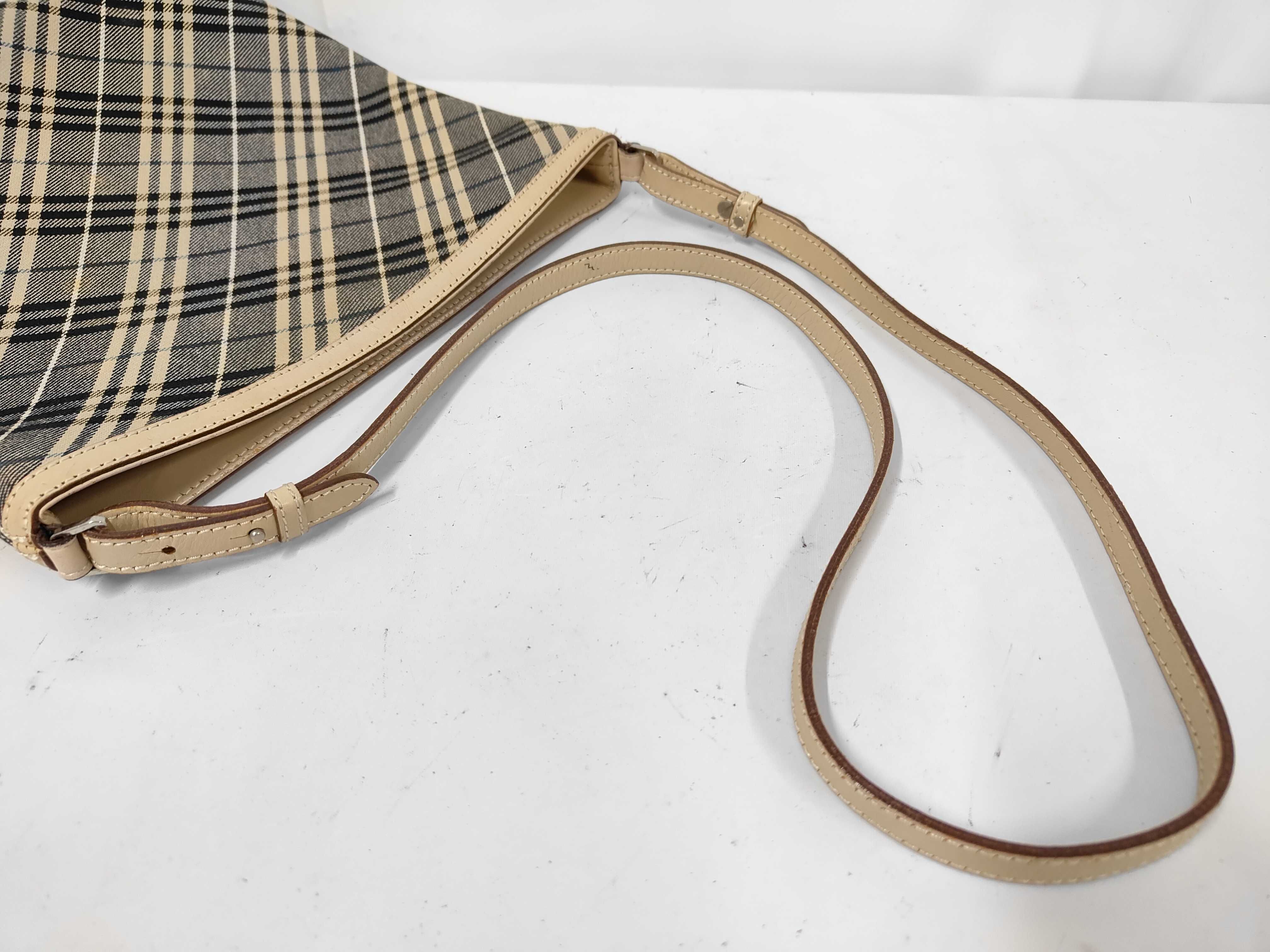 Shoulder Bag, Checkered Canvas Leather, Blue Label, Gray — view 3