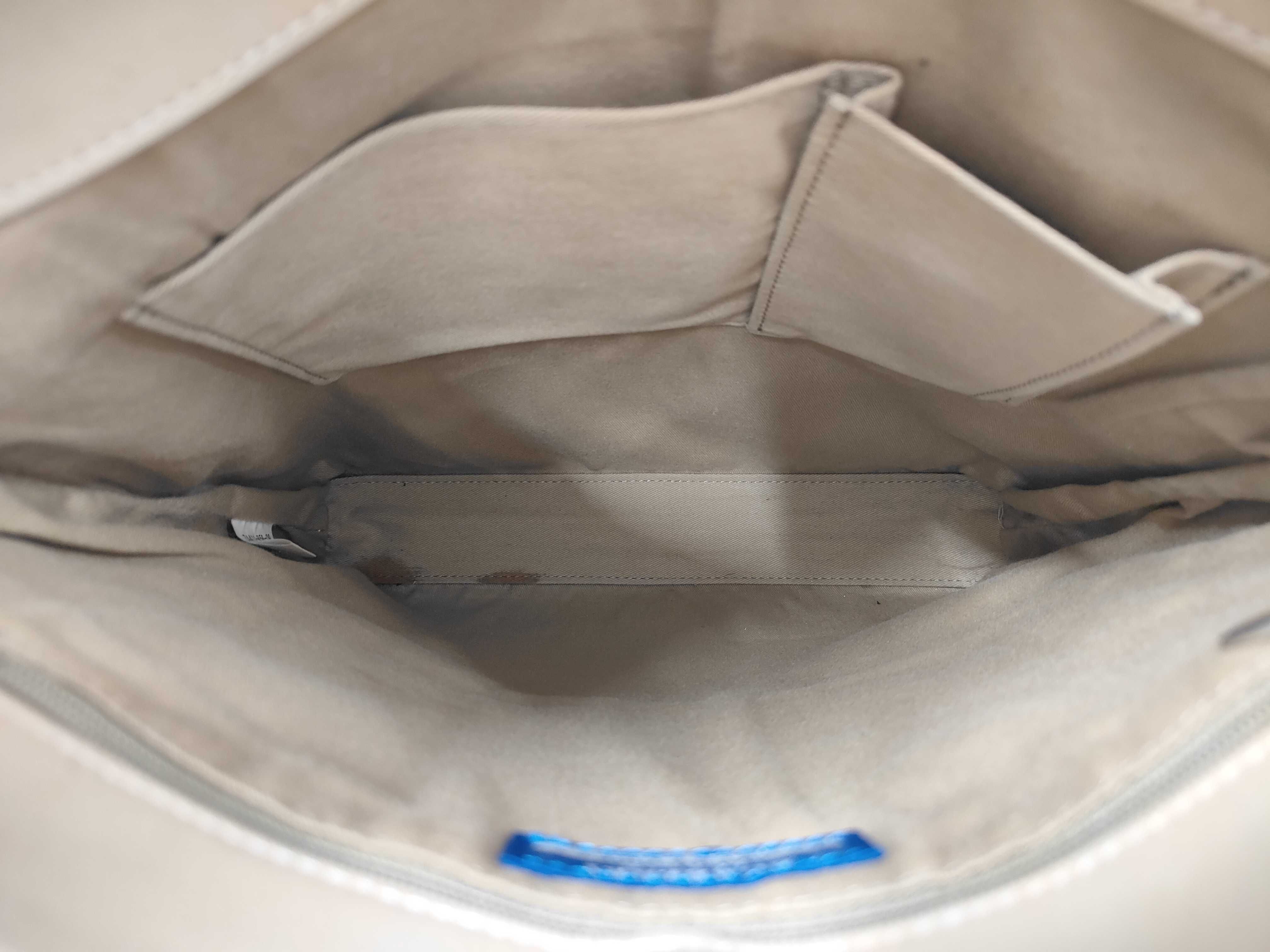 Shoulder Bag, Checkered Canvas Leather, Blue Label, Gray — view 8