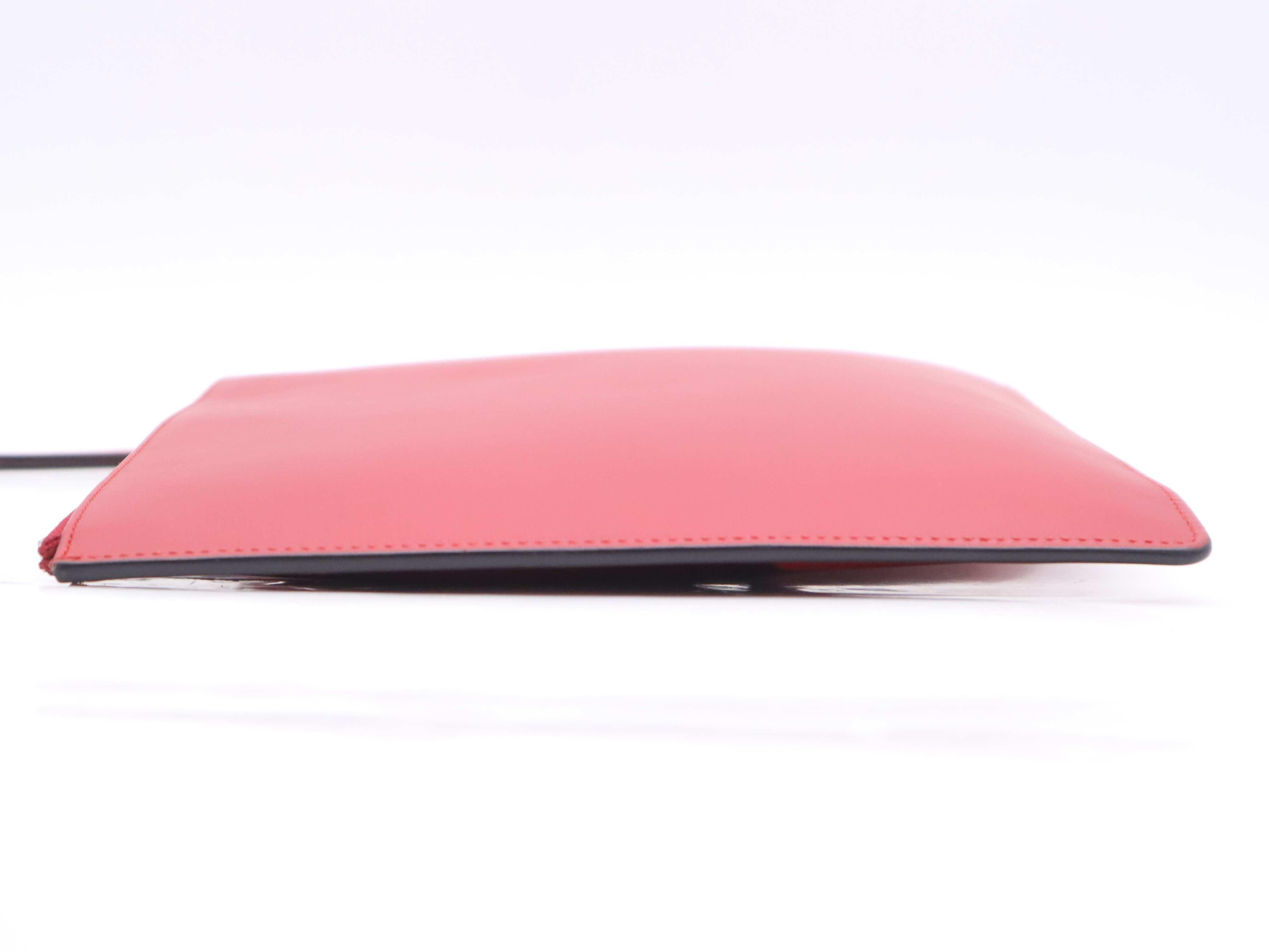 421853 Leather Clutch Bag, Red, Silver Hardware — view 3