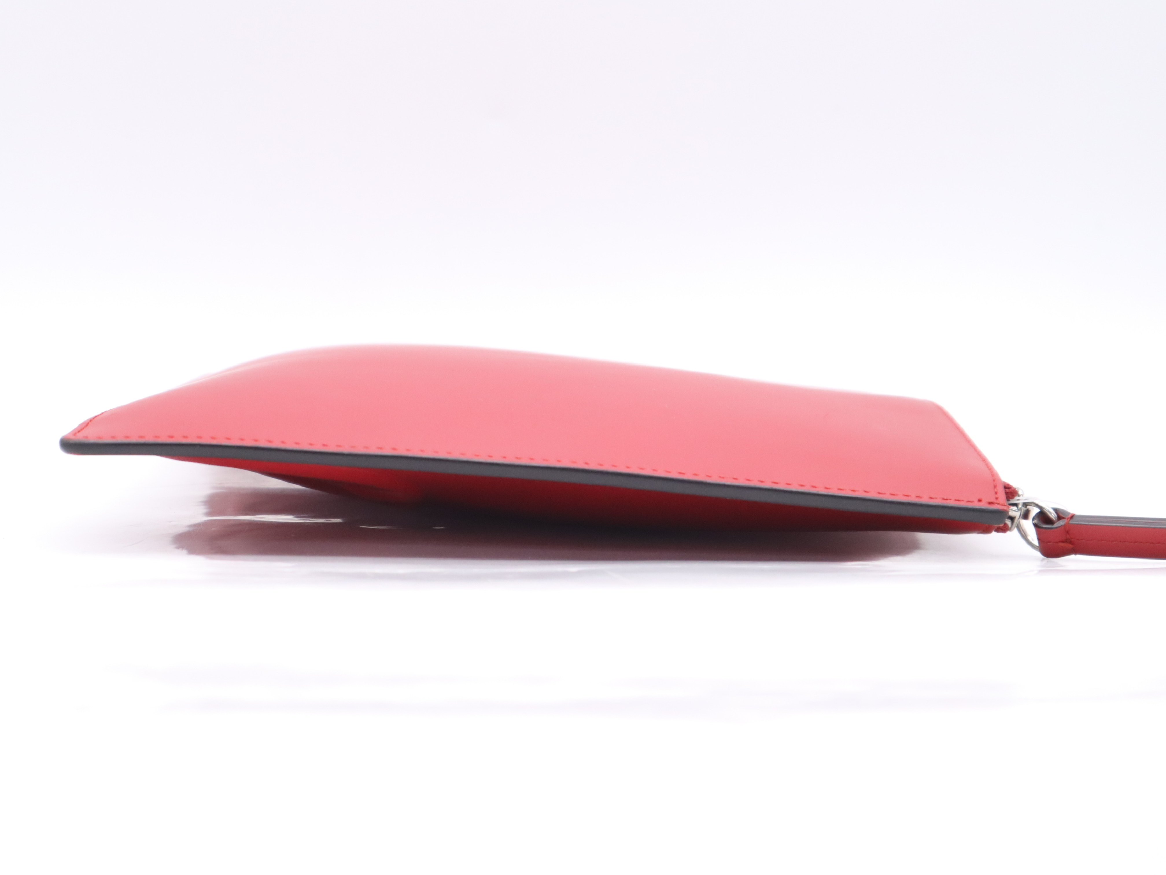 421853 Leather Clutch Bag, Red, Silver Hardware — view 5