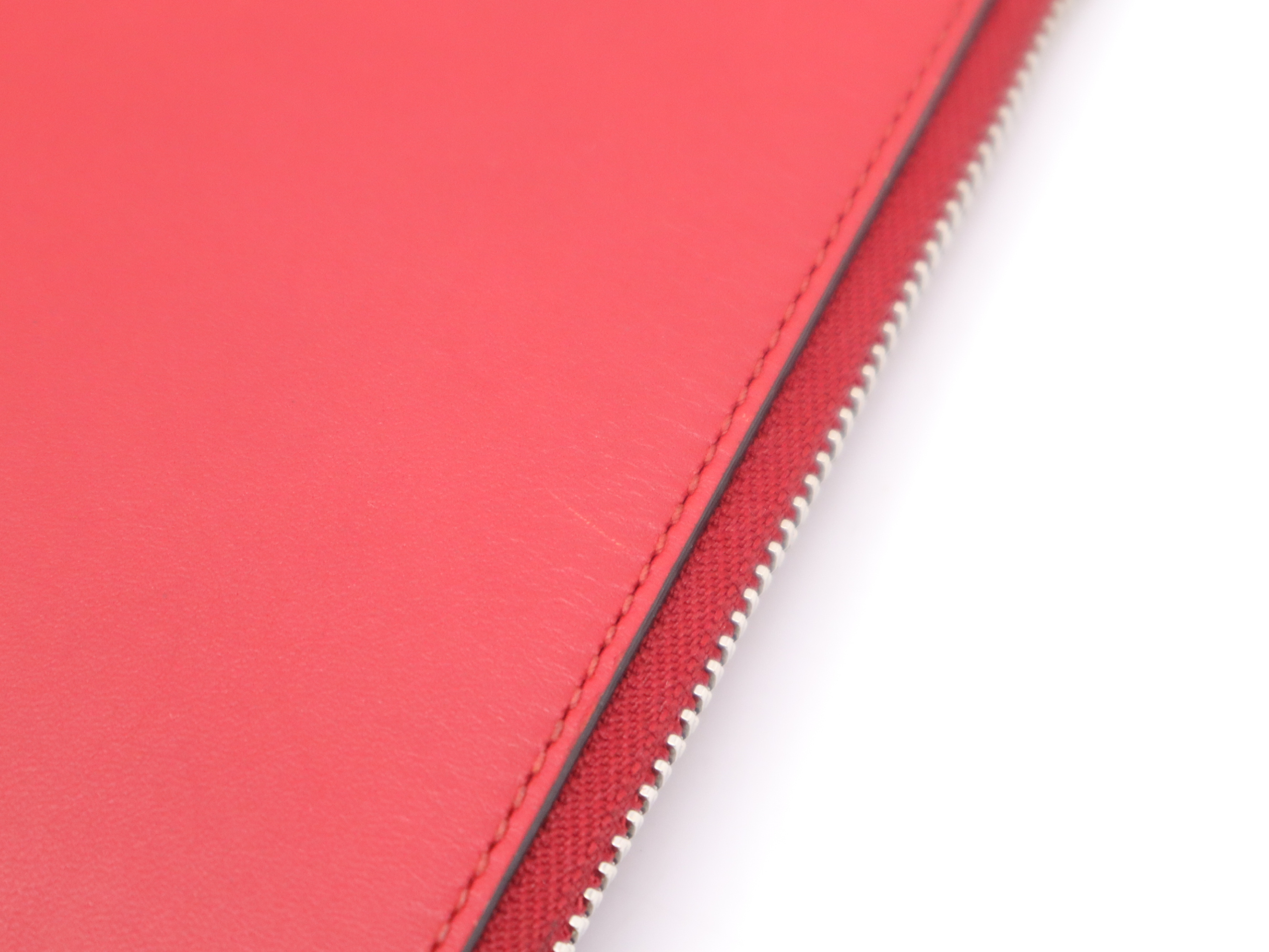 421853 Leather Clutch Bag, Red, Silver Hardware — view 8