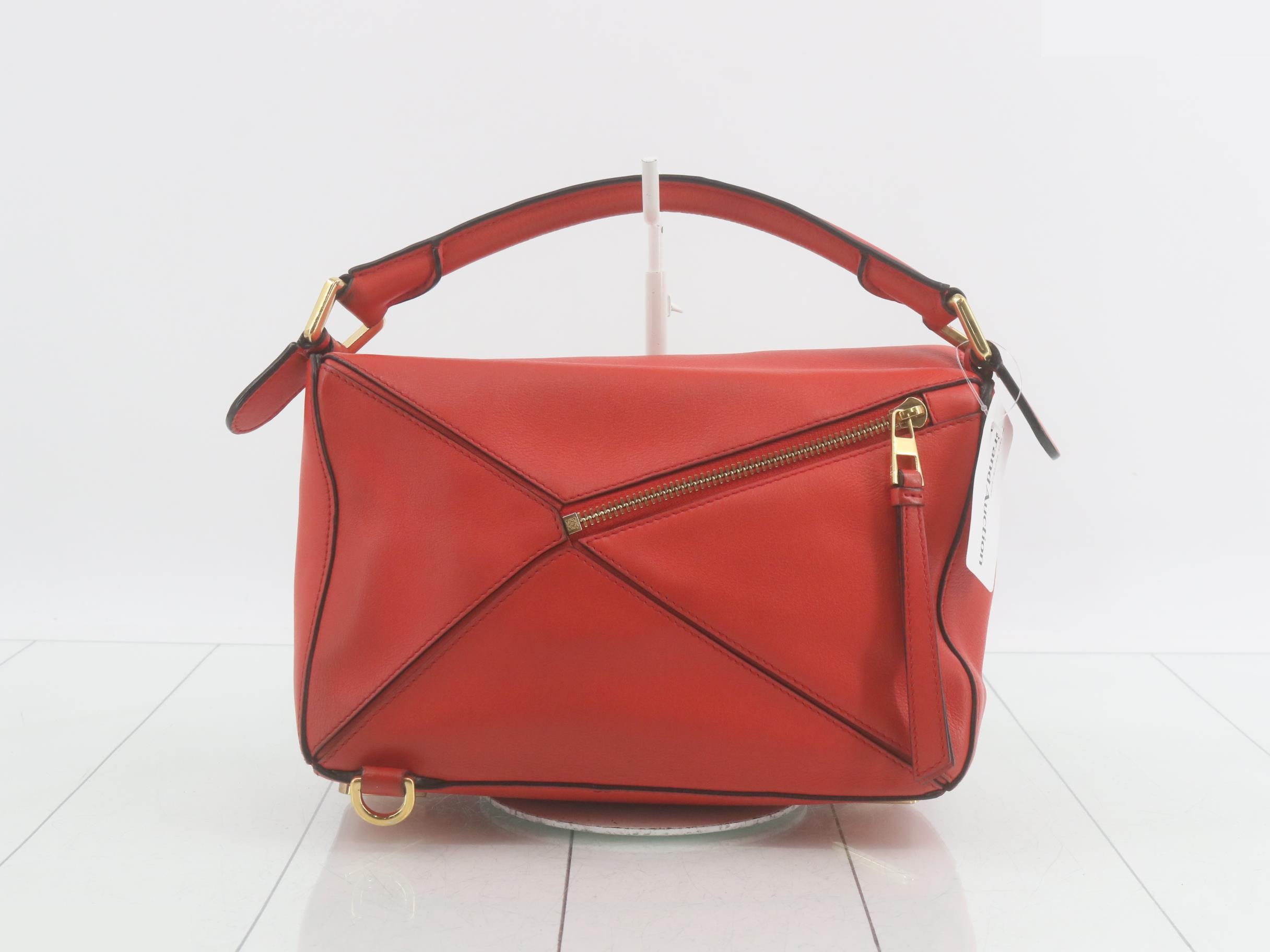 Puzzle Leather 2-Way Handbag, Red — view 2