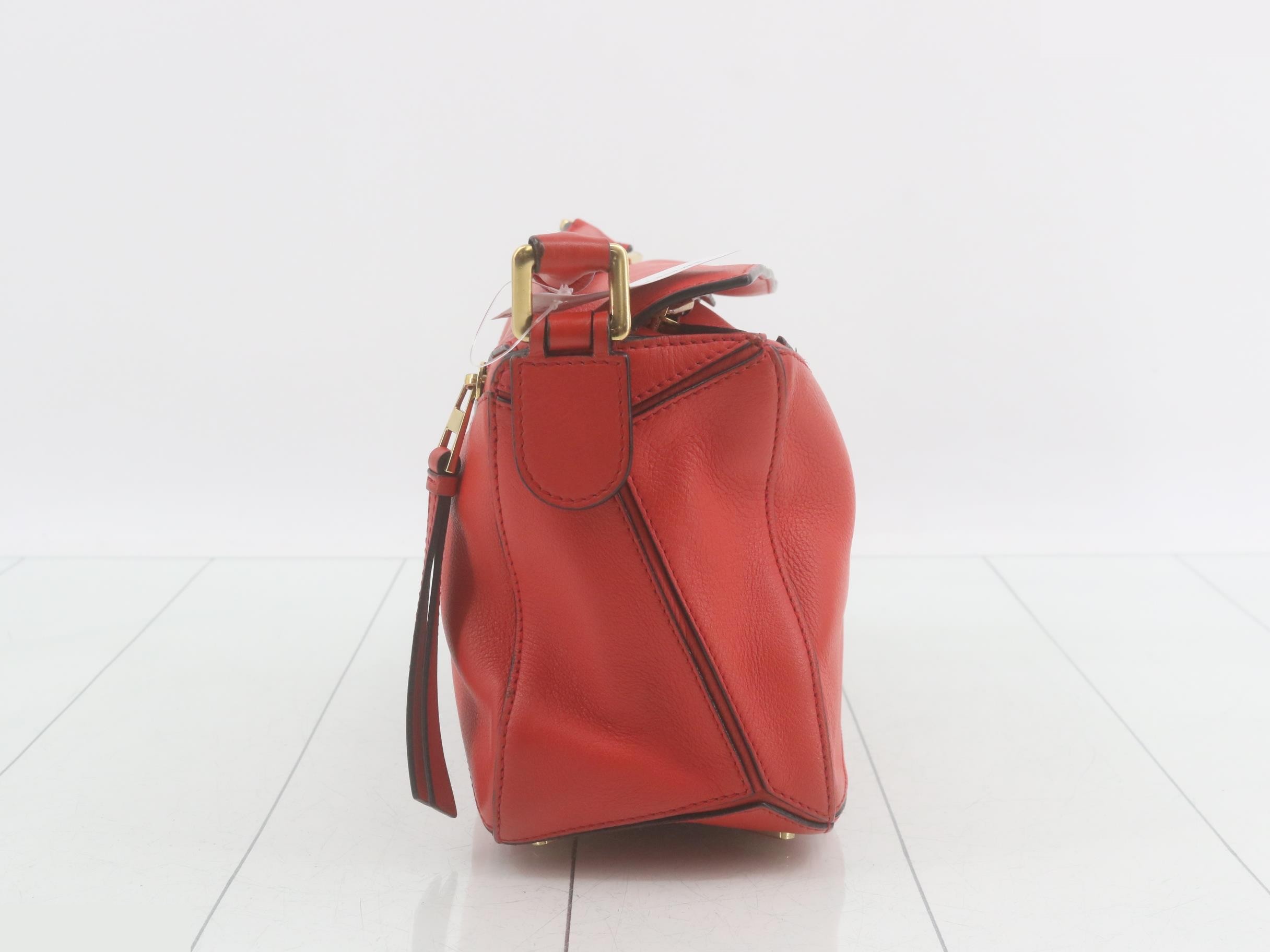 Puzzle Leather 2-Way Handbag, Red — view 4
