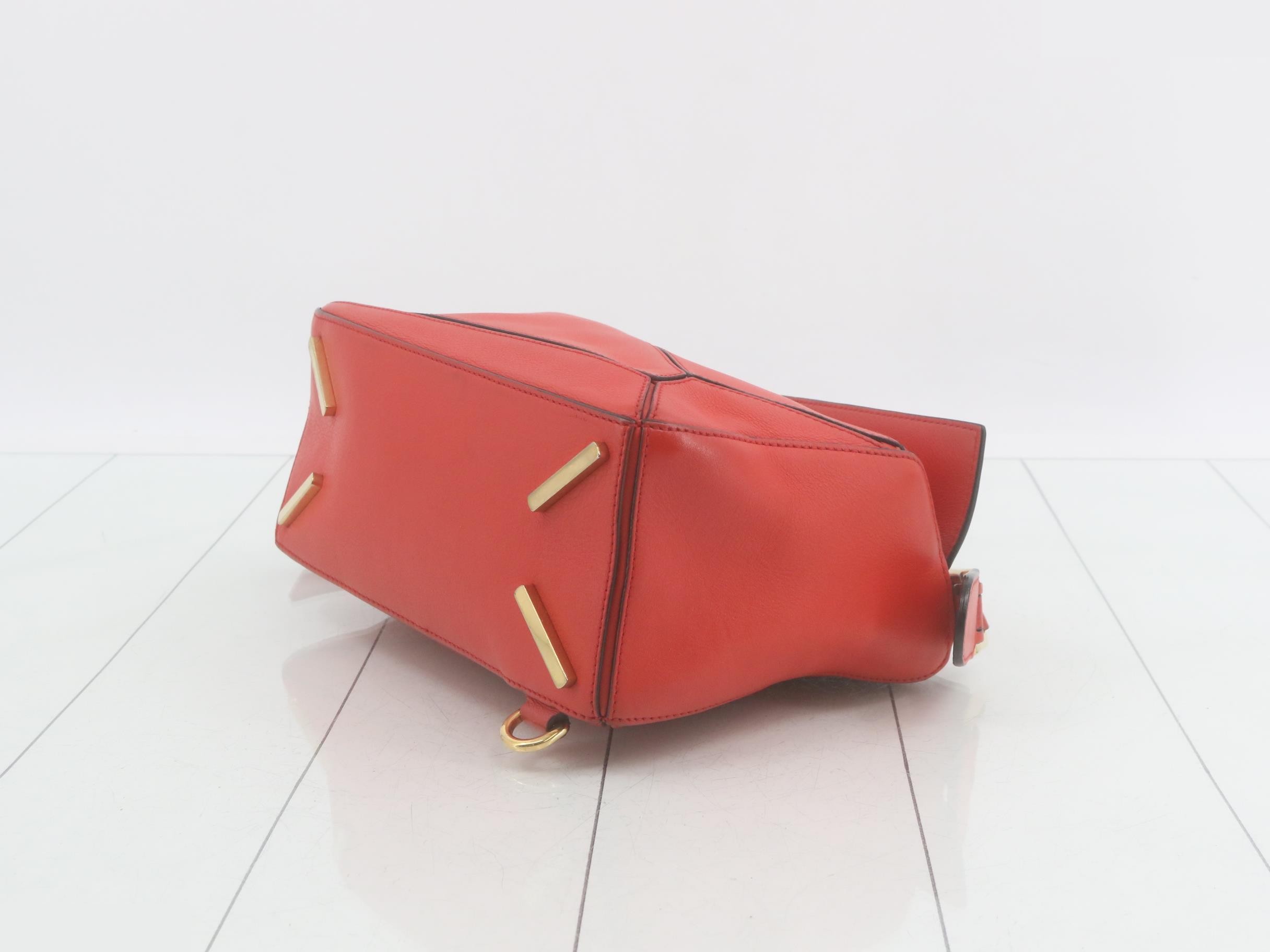 Puzzle Leather 2-Way Handbag, Red — view 6