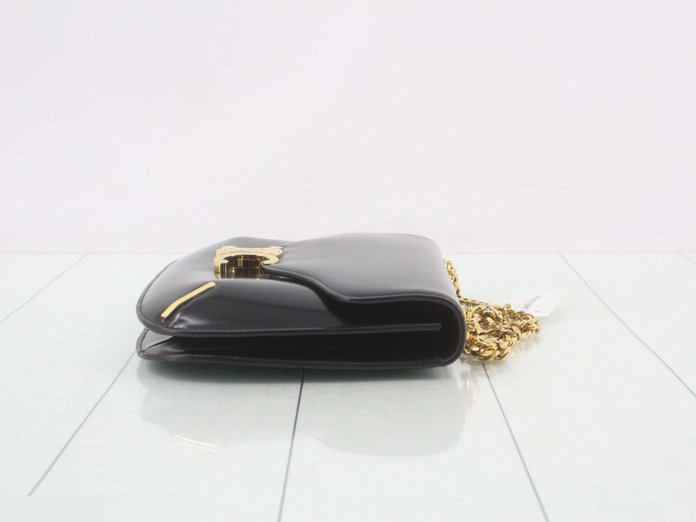 Triomphe Leather Chain Shoulder Bag — view 3