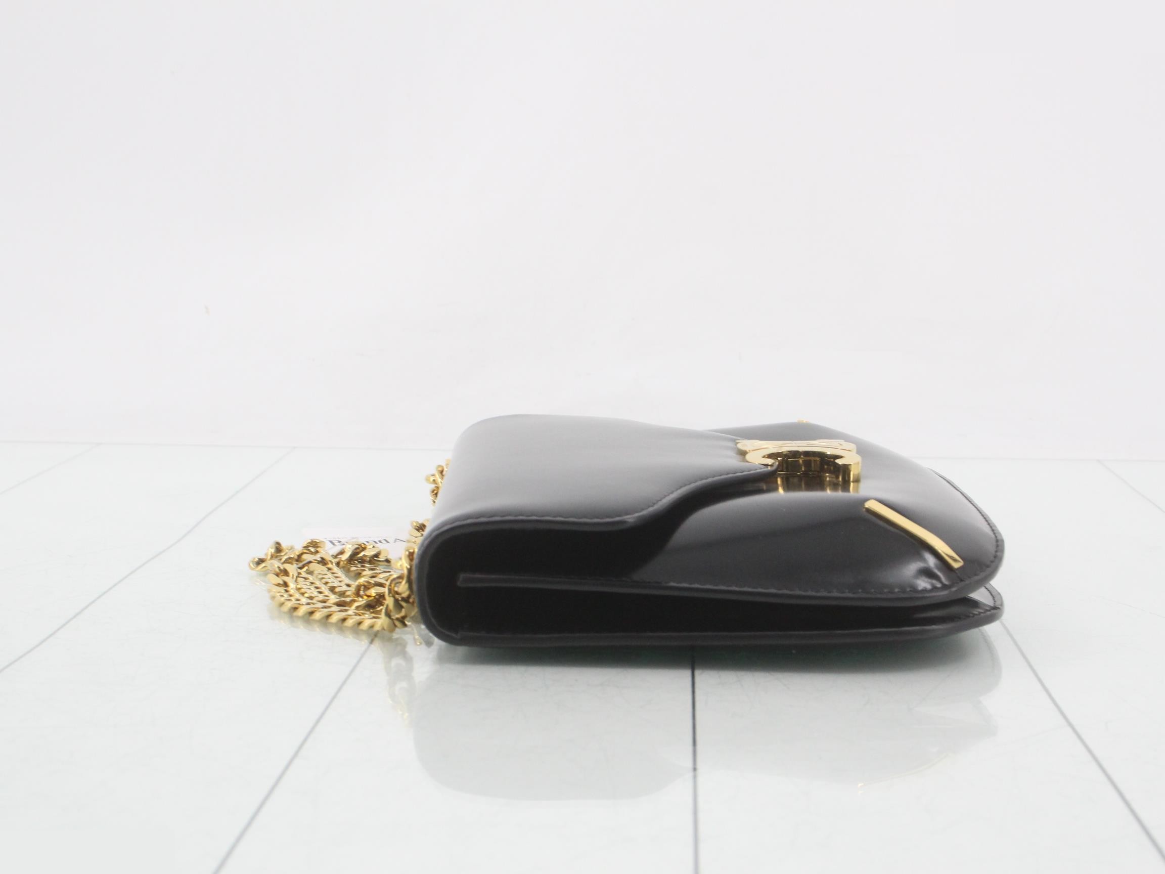 Triomphe Leather Chain Shoulder Bag — view 4