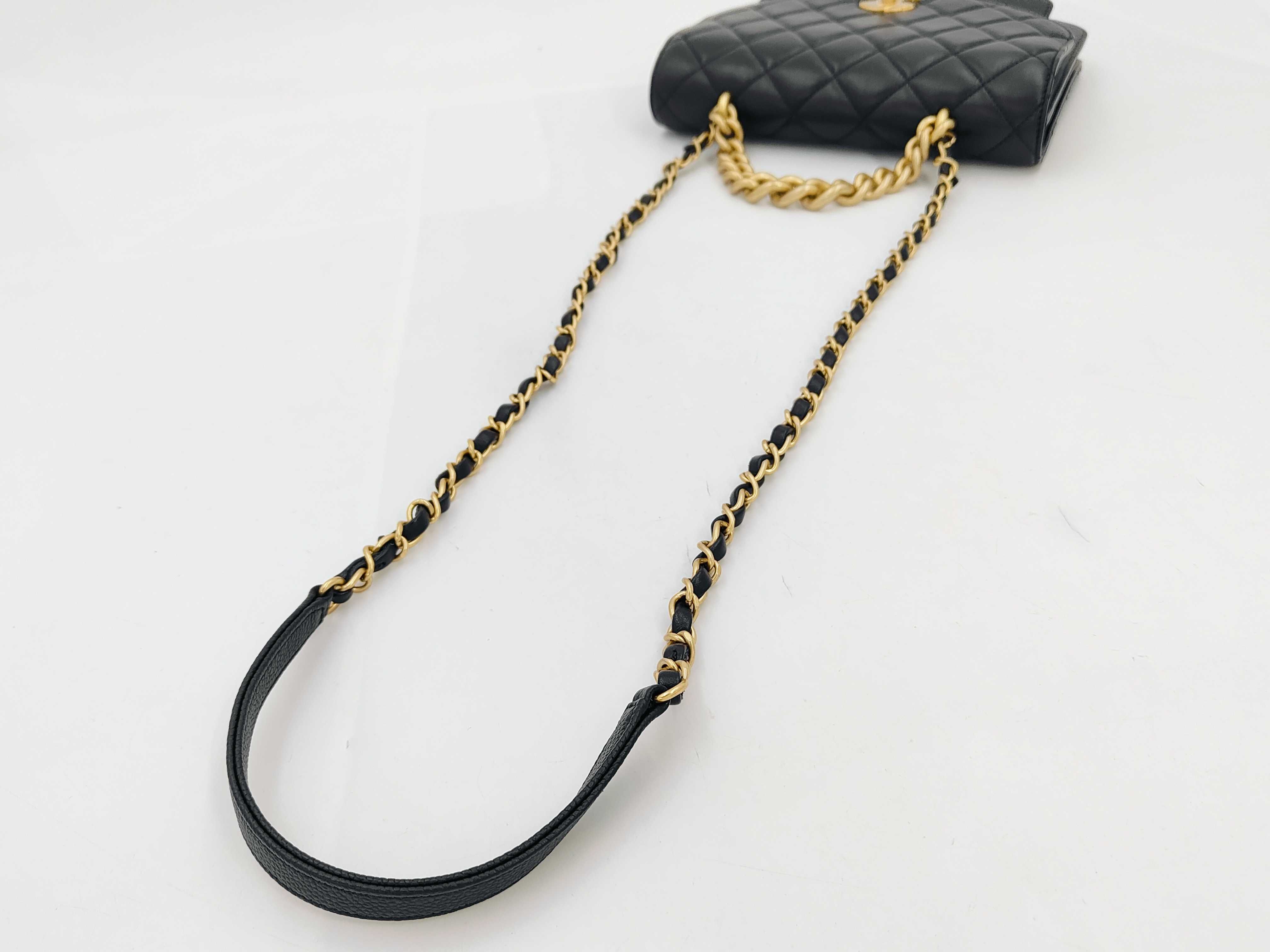 Classic Flap CF Bombay Black Quilted Calfskin Shoulder Bag #28 with Card Holder (Medium Size) — view 3