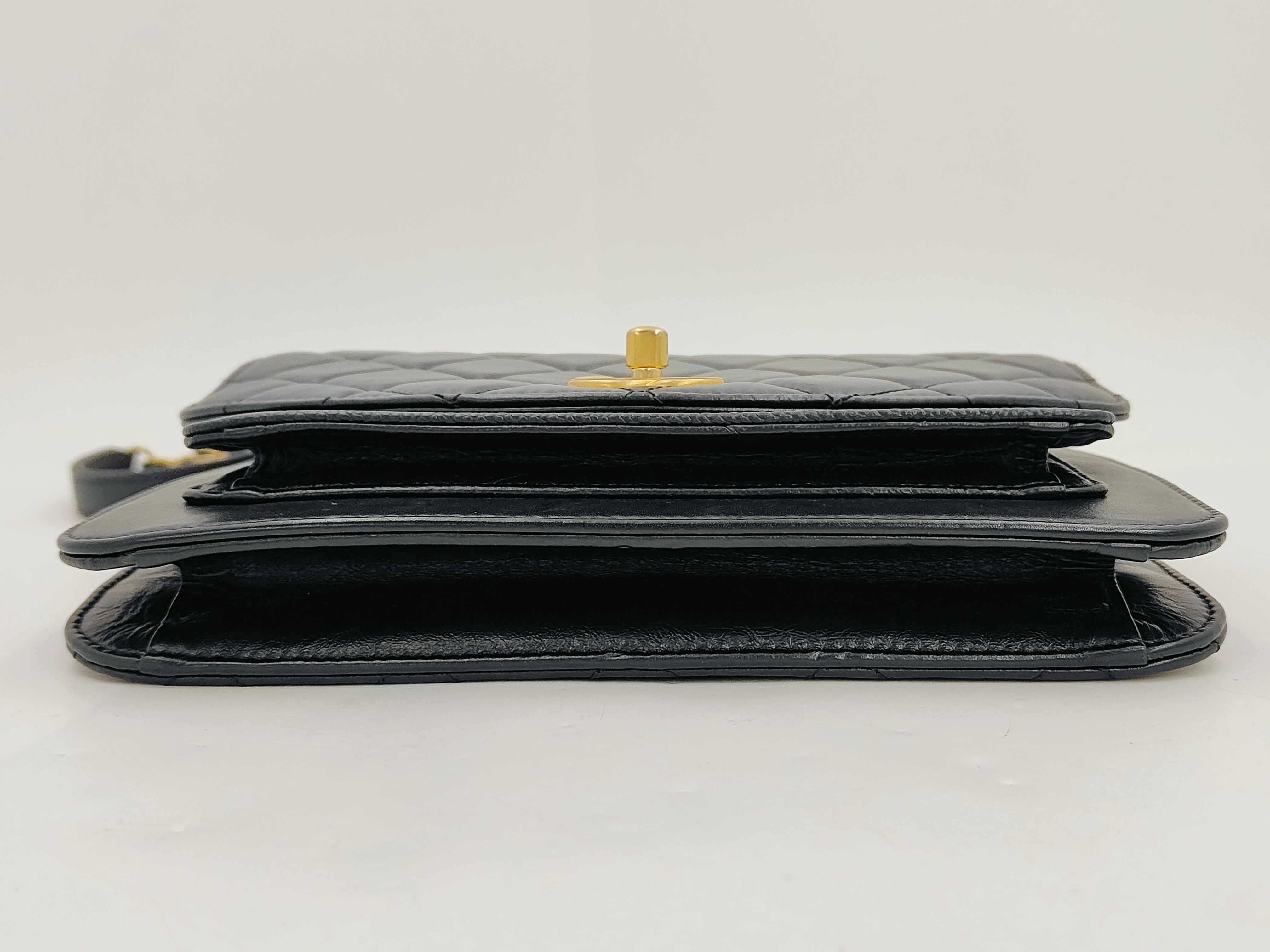 Classic Flap CF Bombay Black Quilted Calfskin Shoulder Bag #28 with Card Holder (Medium Size) — view 8