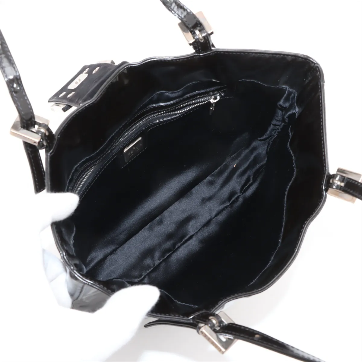 patent leather tote bag black 26726 — view 7