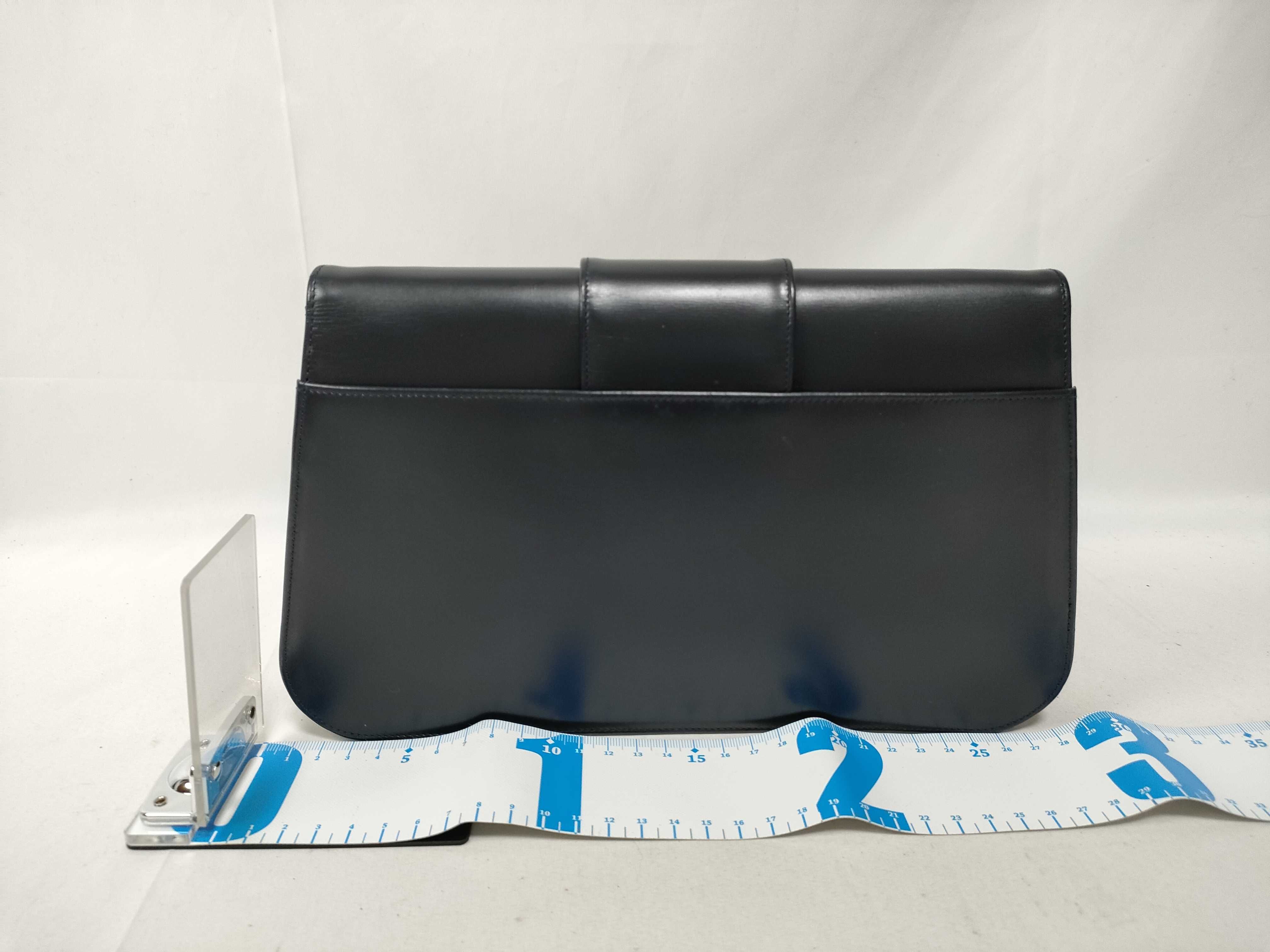 Chain Back Push Lock Leather Shoulder Bag — view 2