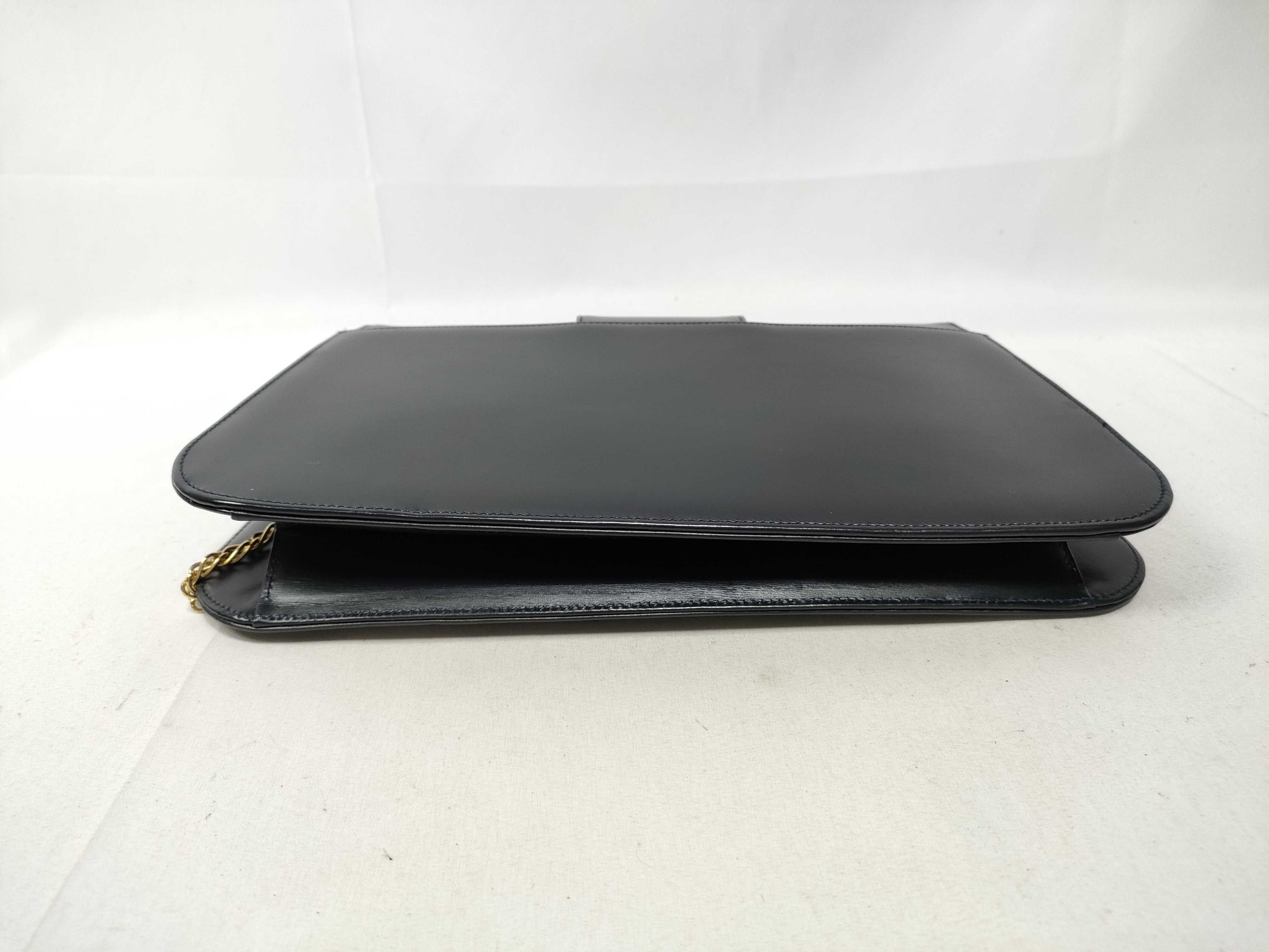 Chain Back Push Lock Leather Shoulder Bag — view 3