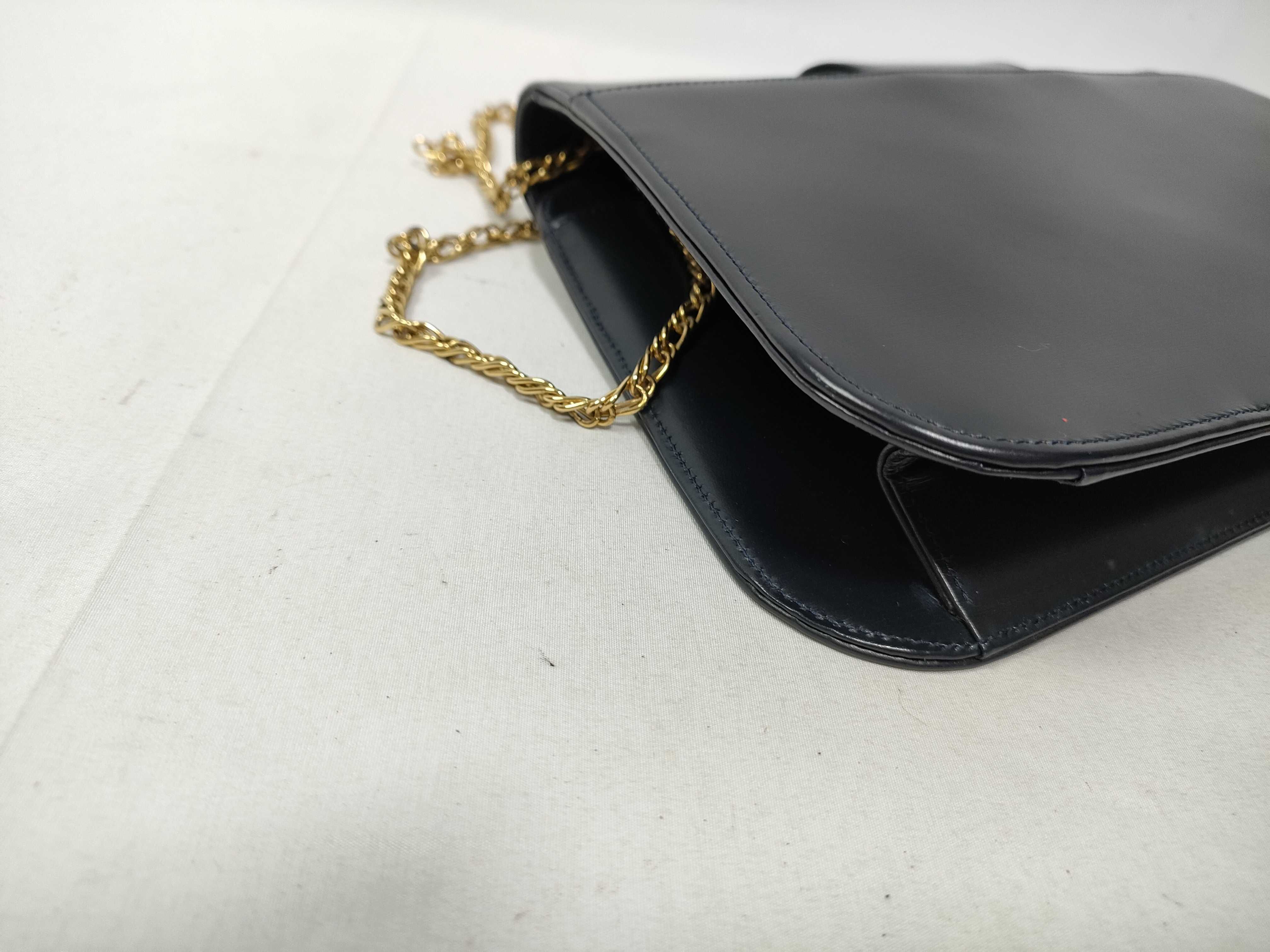 Chain Back Push Lock Leather Shoulder Bag — view 5
