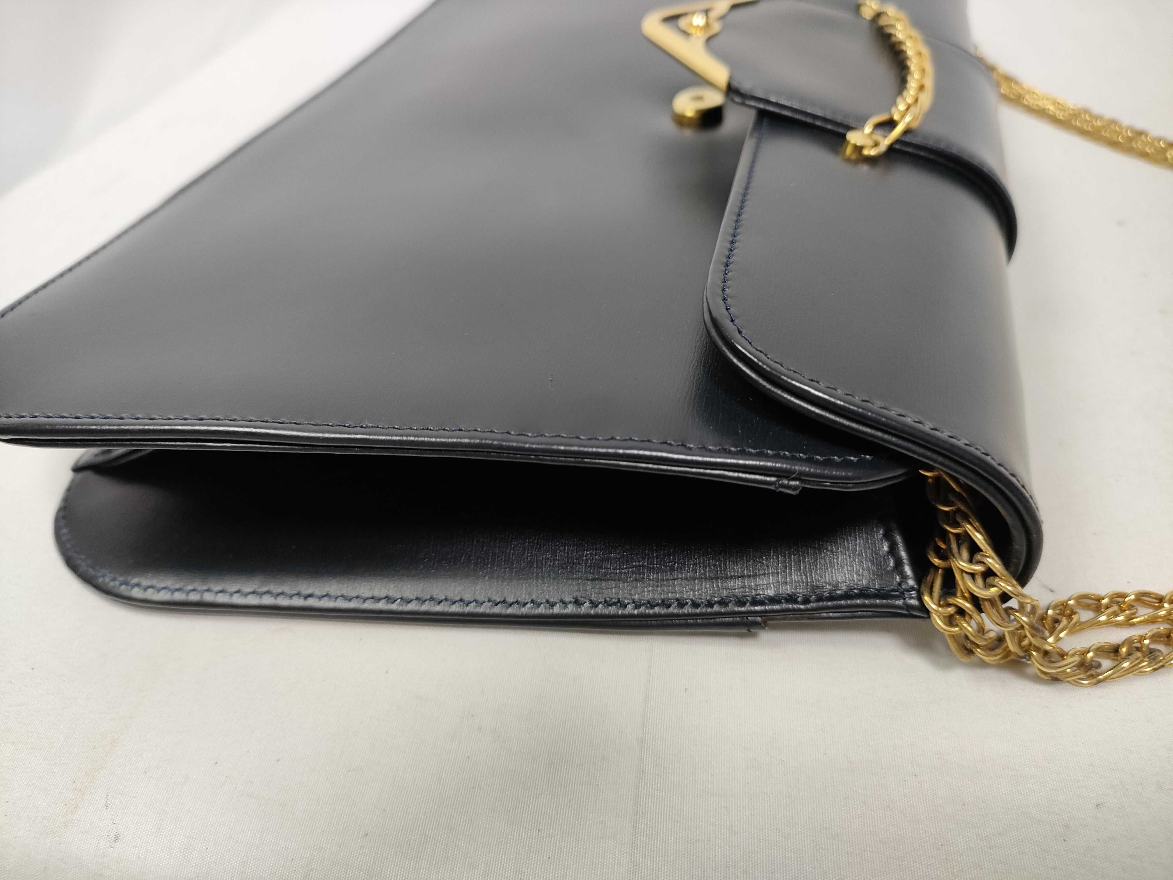 Chain Back Push Lock Leather Shoulder Bag — view 7