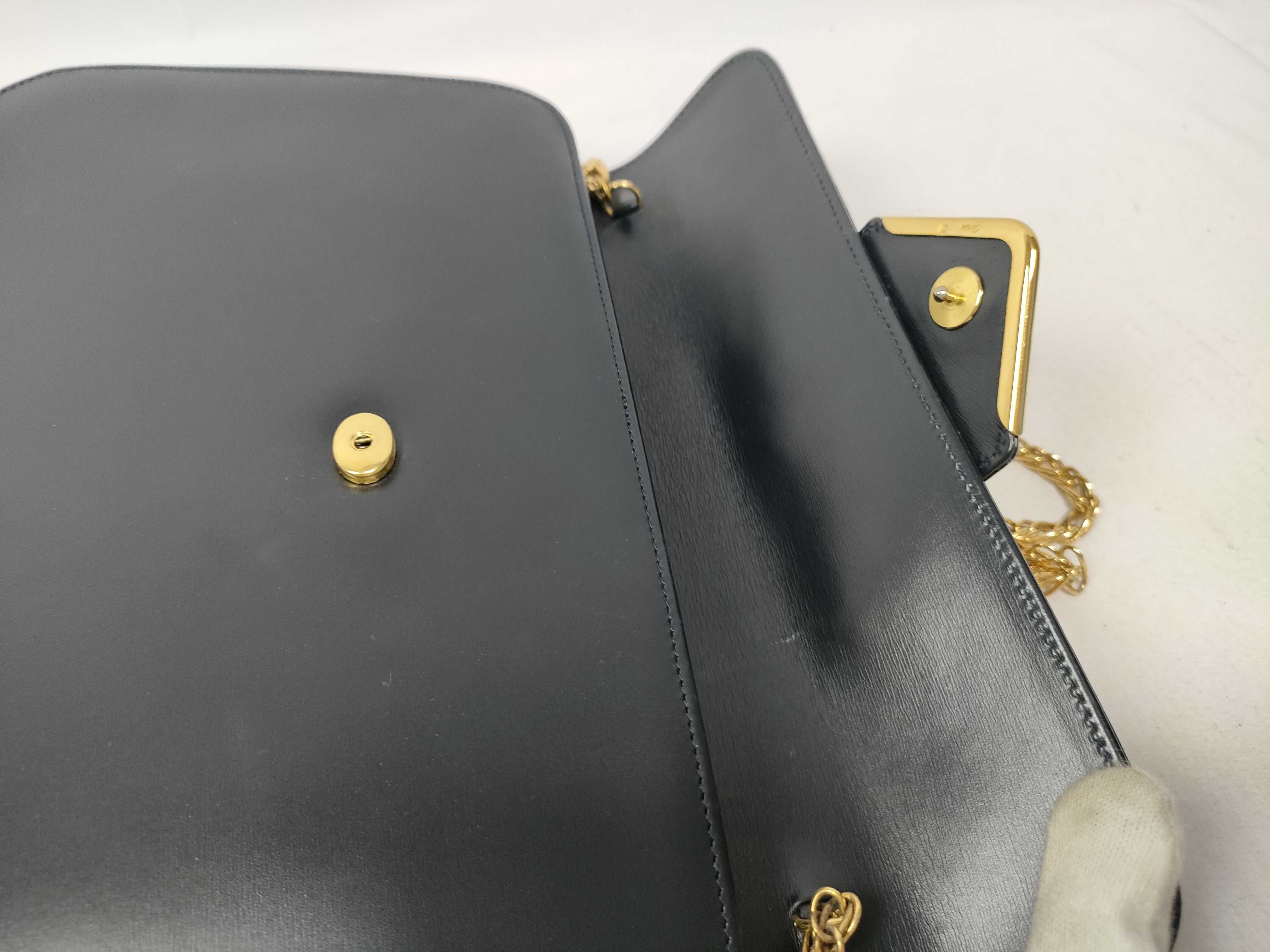 Chain Back Push Lock Leather Shoulder Bag — view 8