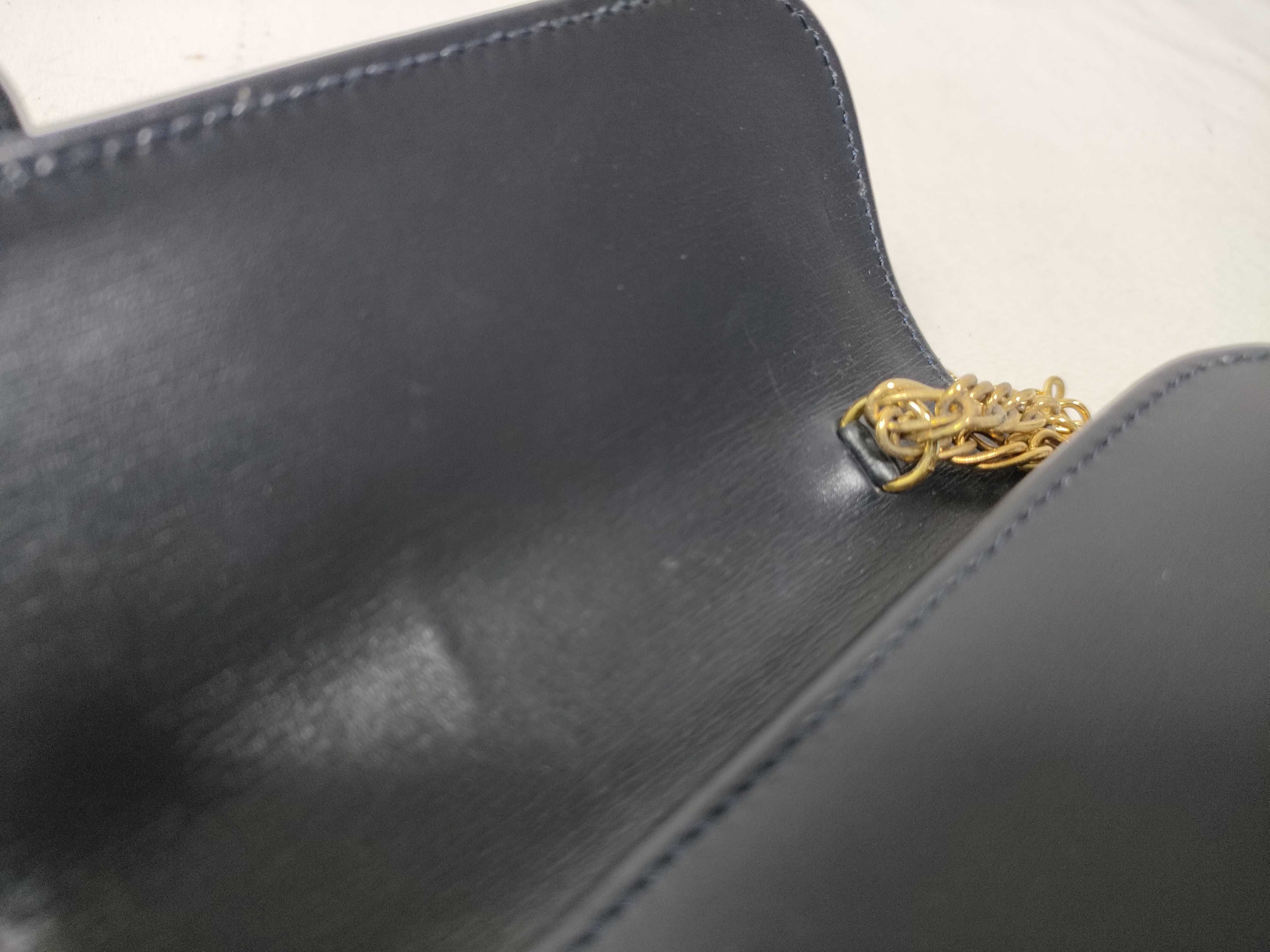 Chain Back Push Lock Leather Shoulder Bag — view 9