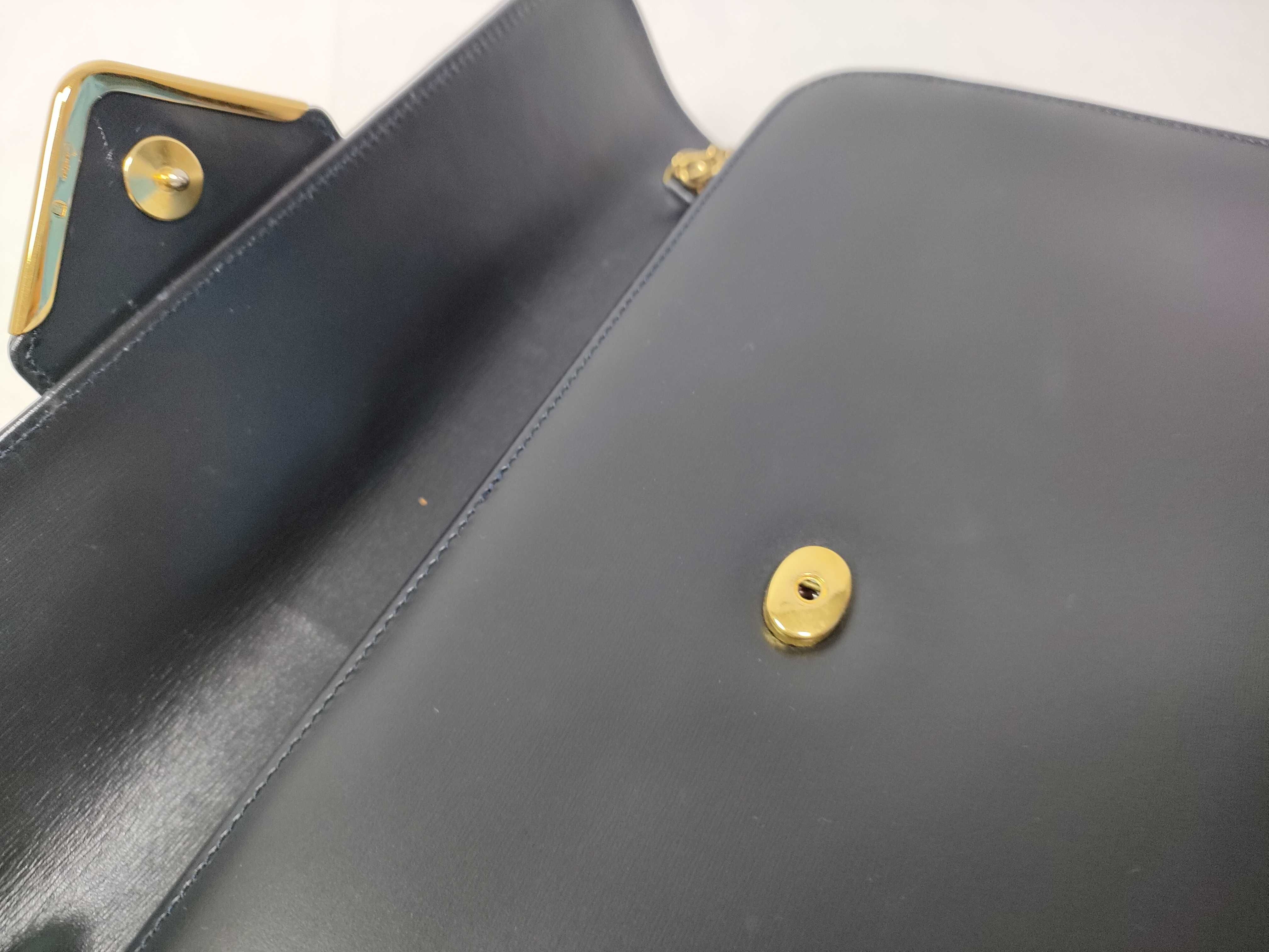 Chain Back Push Lock Leather Shoulder Bag — view 10