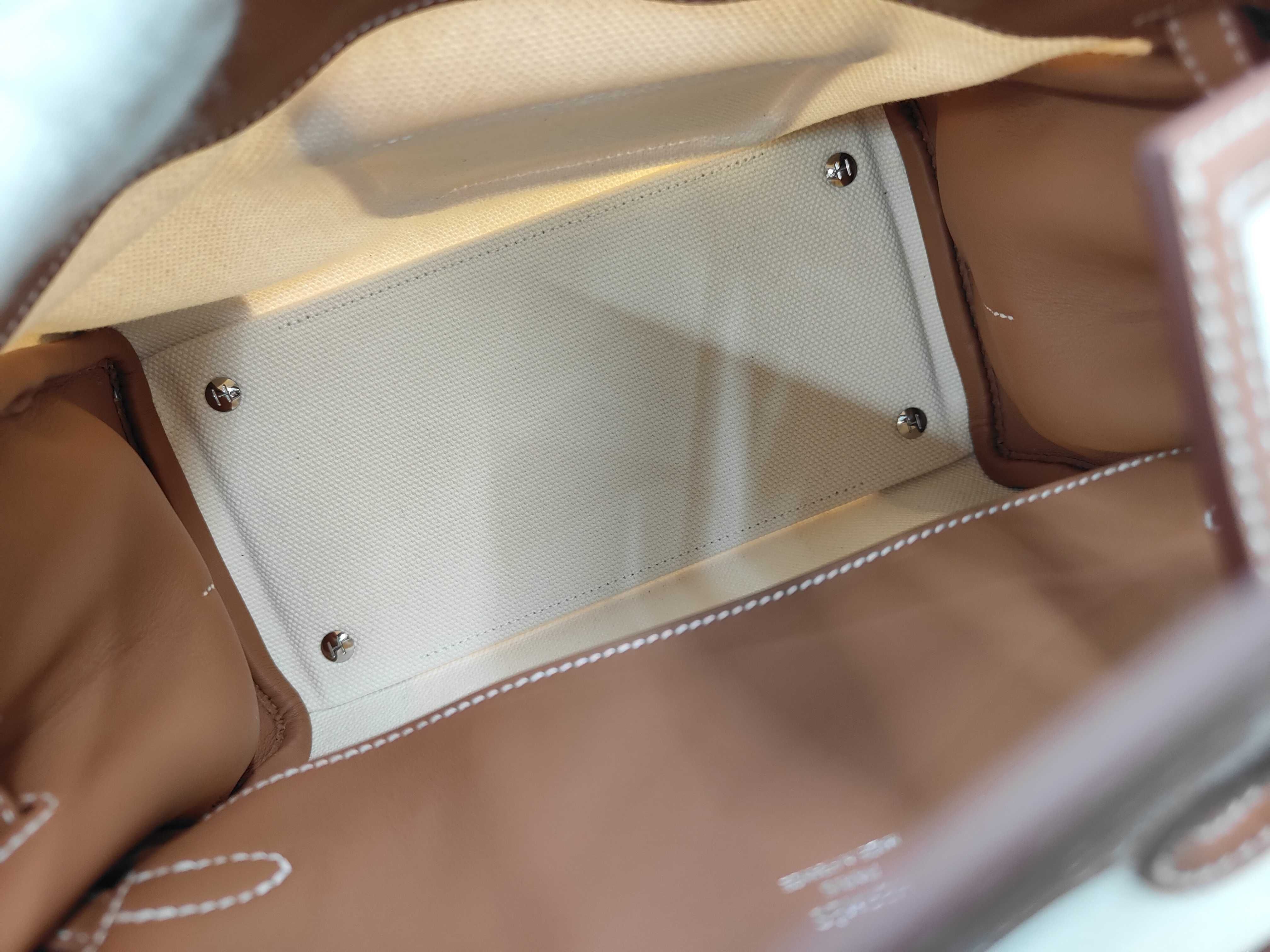 Birkin 25 Cargo, G stamp, Toile Swift leather, Beige/Gold, Silver handbag — view 8