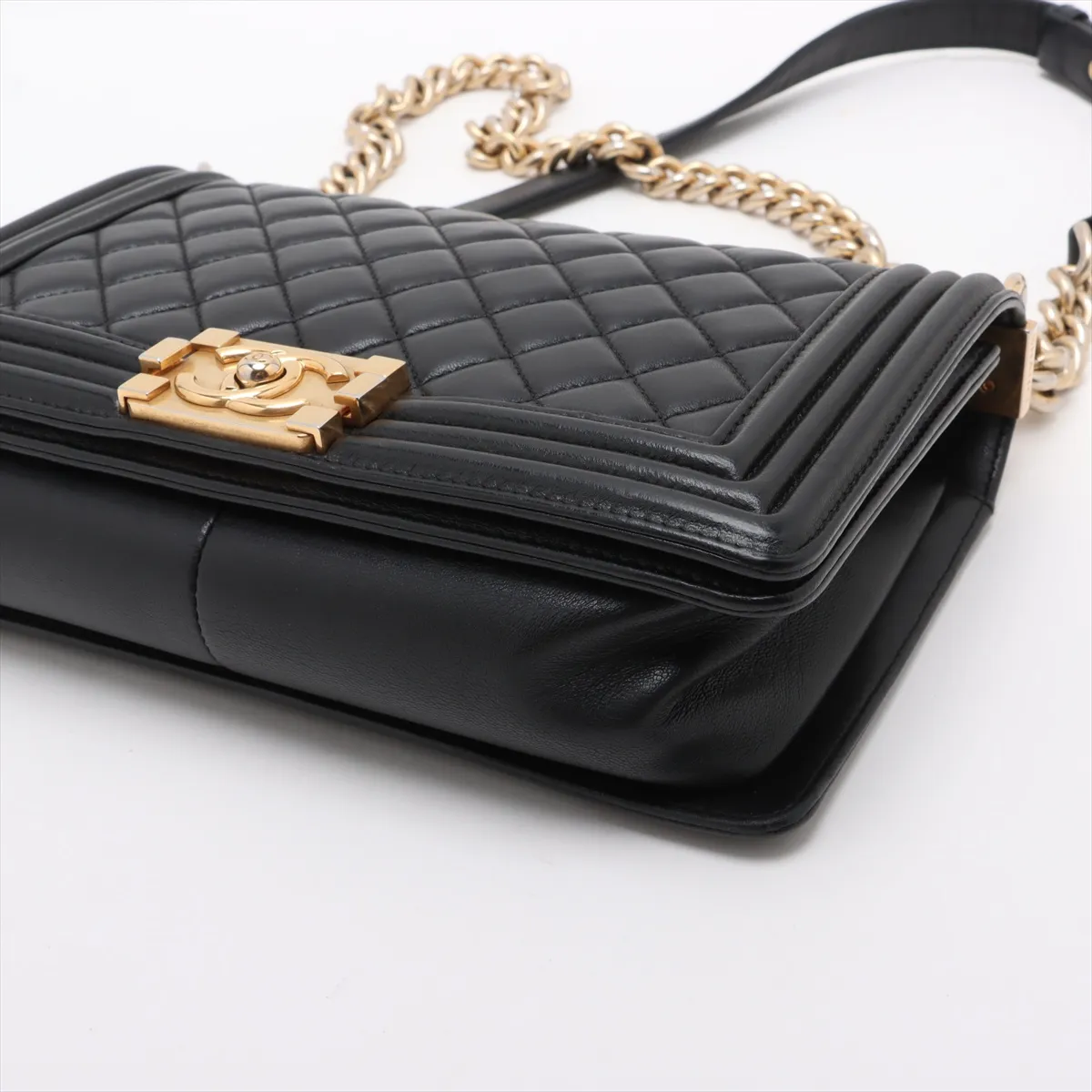 Boy Chanel 25 Lambskin Chain Shoulder Bag Black Gold Hardware 22160393 22nd Series A67086 — view 3