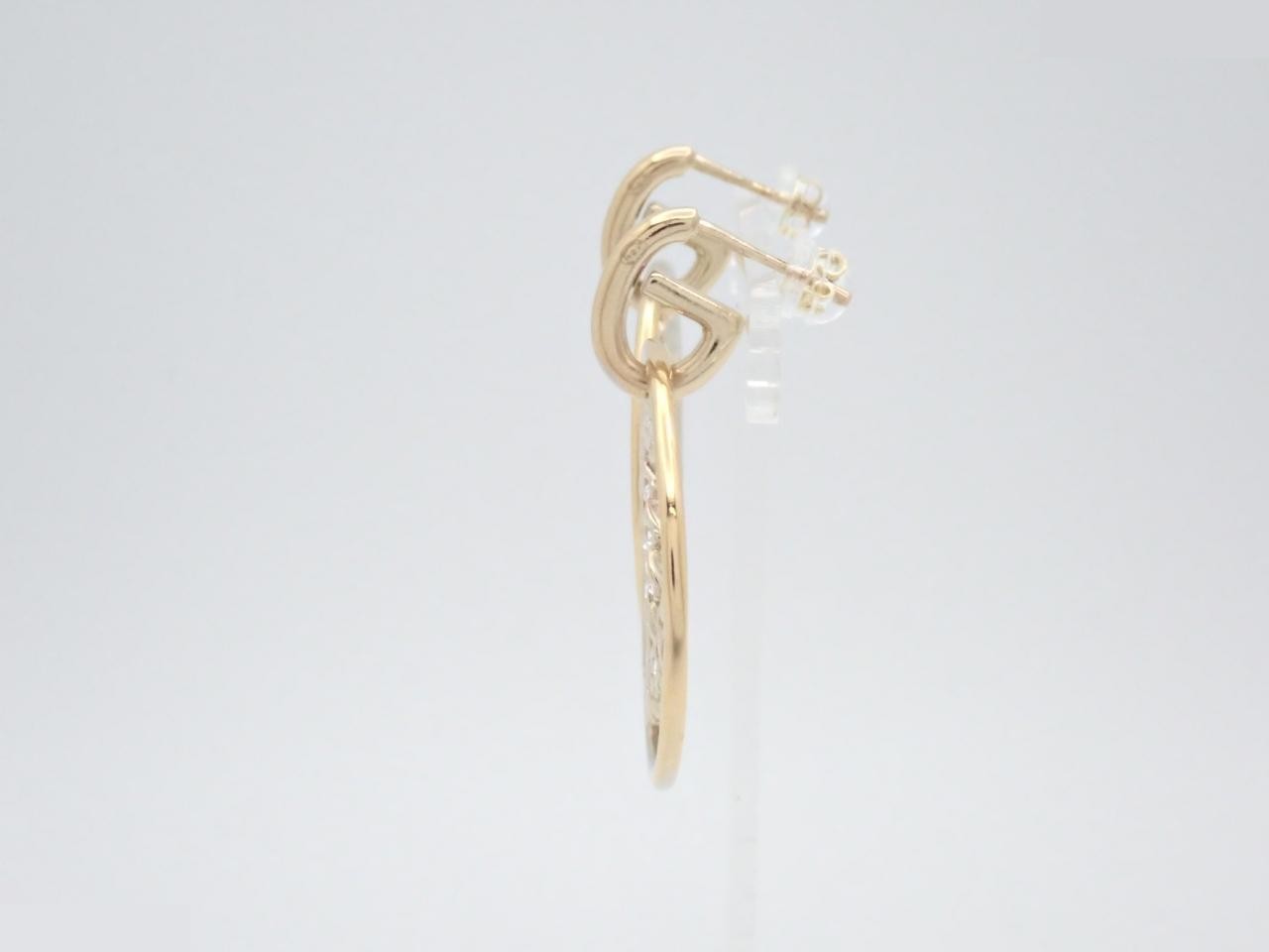 earrings, B19P, Coco Mark, rhinestone, gold, 3cm diameter. — view 3