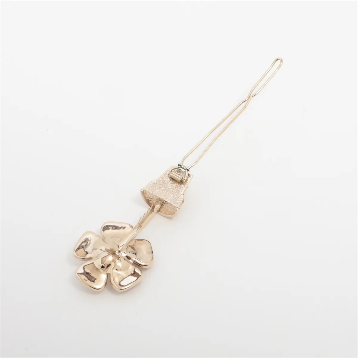 Coco Mark Flower B23S Hair Clip, GP x Rhinestone x Faux Pearl, Gold, — view 3