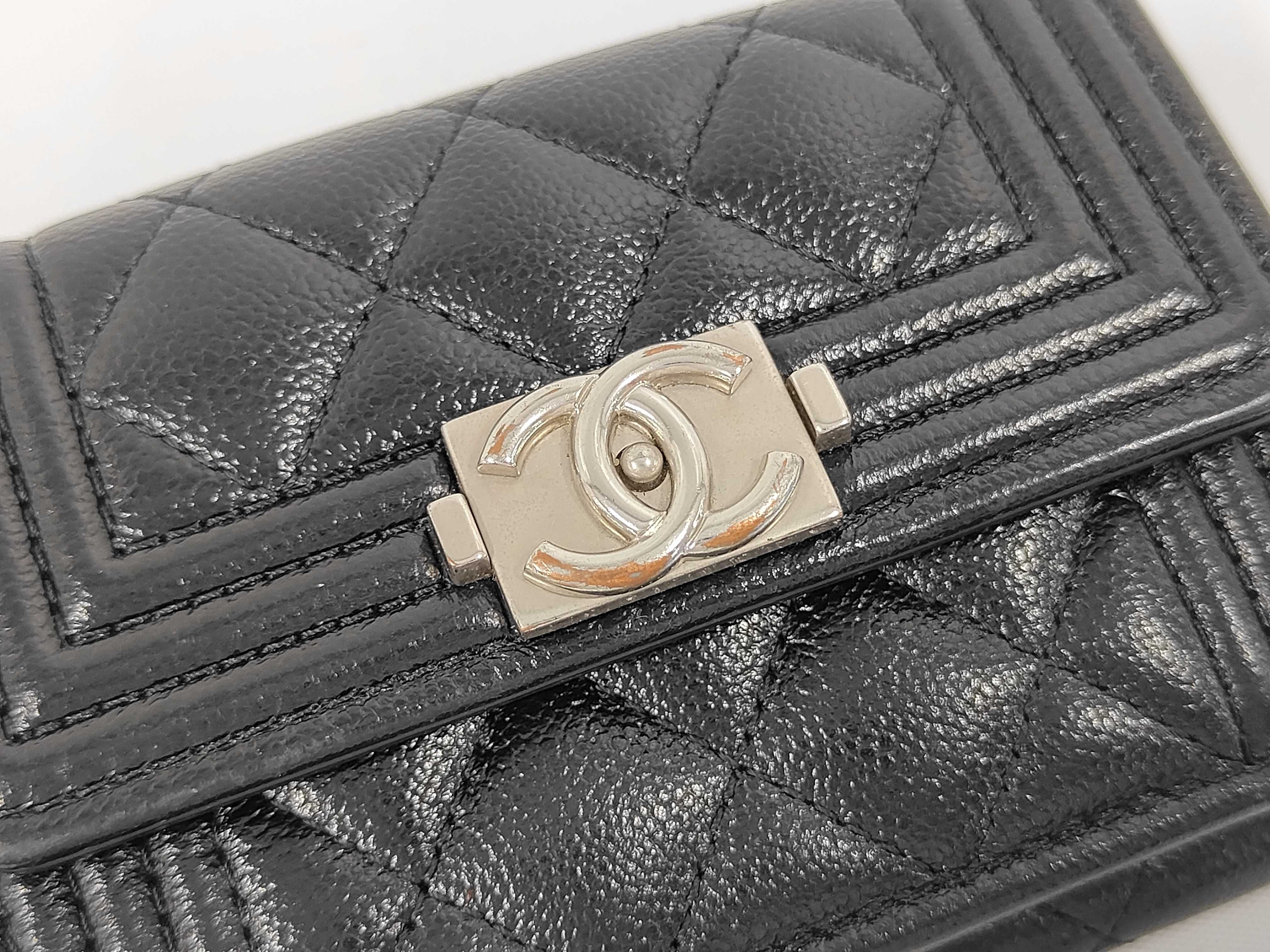 Caviar Skin Flap Wallet with Silver Hardware — view 2