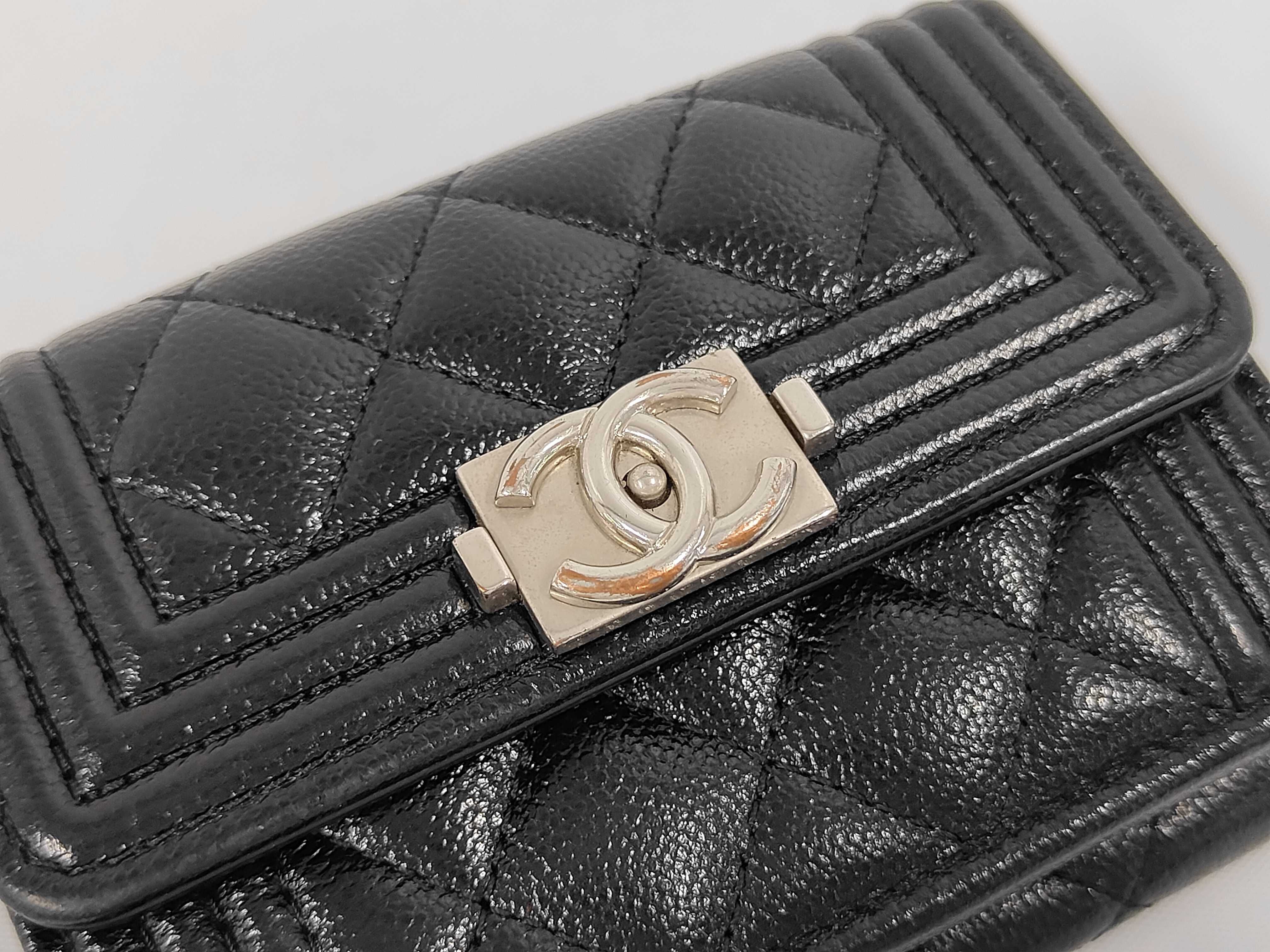 Caviar Skin Flap Wallet with Silver Hardware — view 6