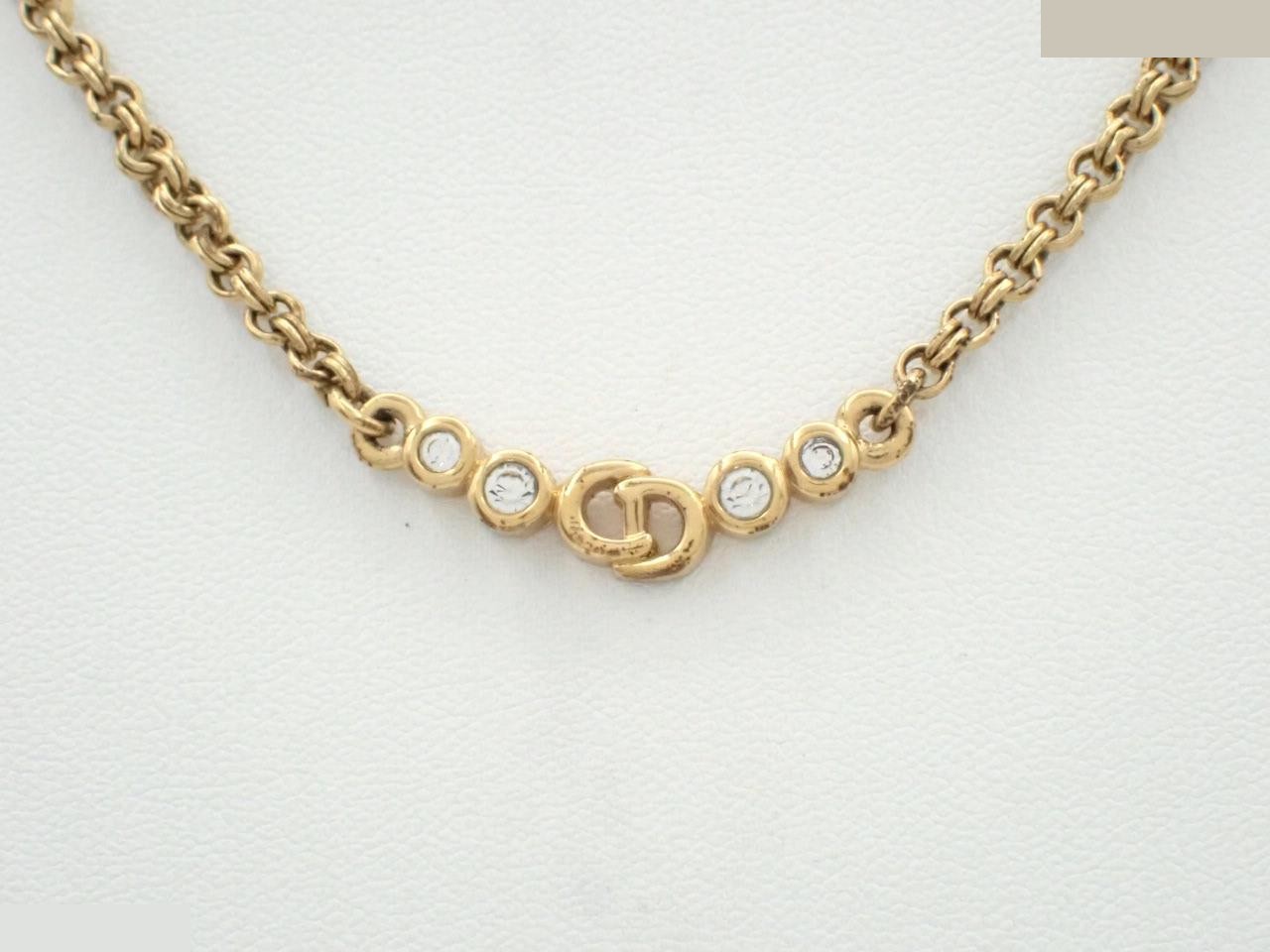 CD logo rhinestone necklace, chain approximately 42cm