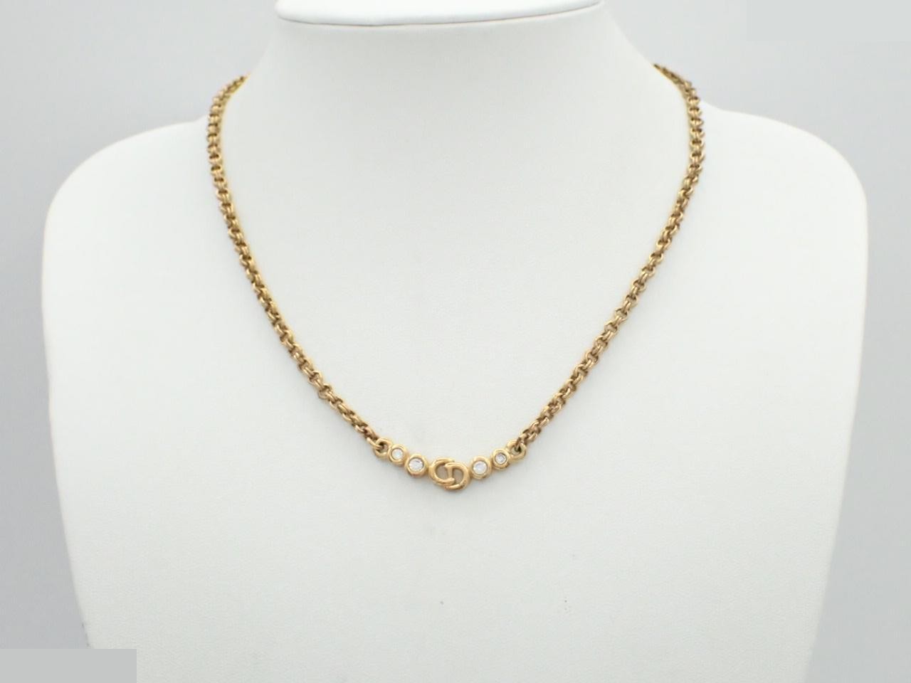 CD logo rhinestone necklace, chain approximately 42cm — view 3