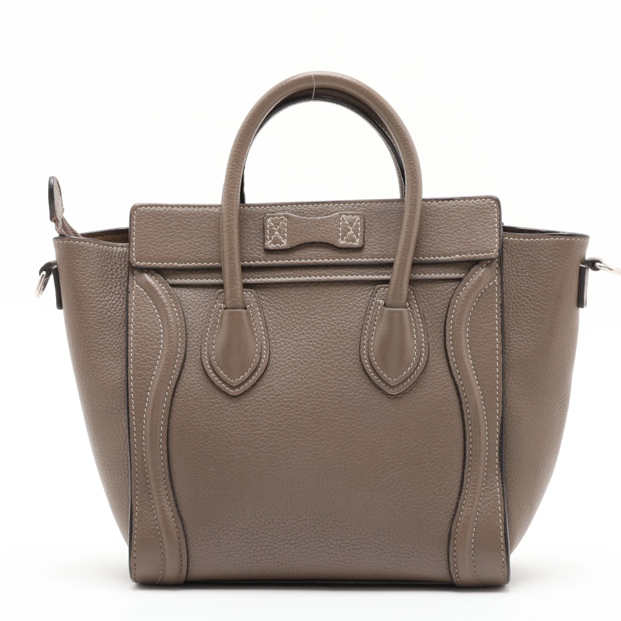 Luggage Nano Shopper Leather 2-Way Handbag, Greige — view 2