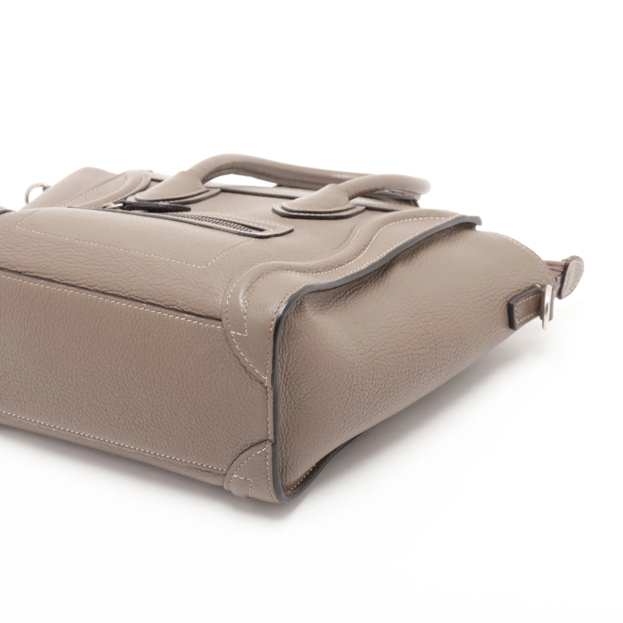 Luggage Nano Shopper Leather 2-Way Handbag, Greige — view 3